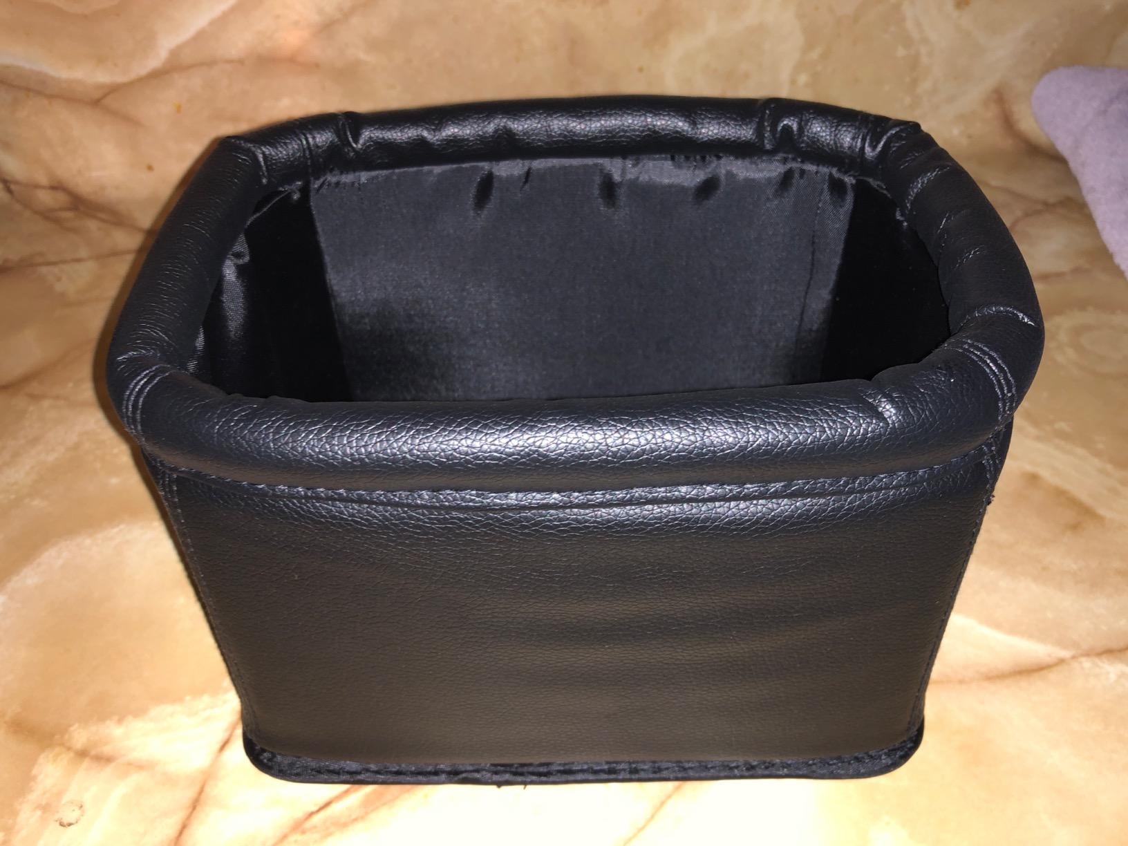 Leather Car Trash Can, Luxury Leakproof Car Organizer, Black | 1.5 Gallon Garbage bag, Waterproof Auto Trash Bin, Fits Sedans, Trucks & SUVs, Premium Interior Storage Accessory customer photo 2