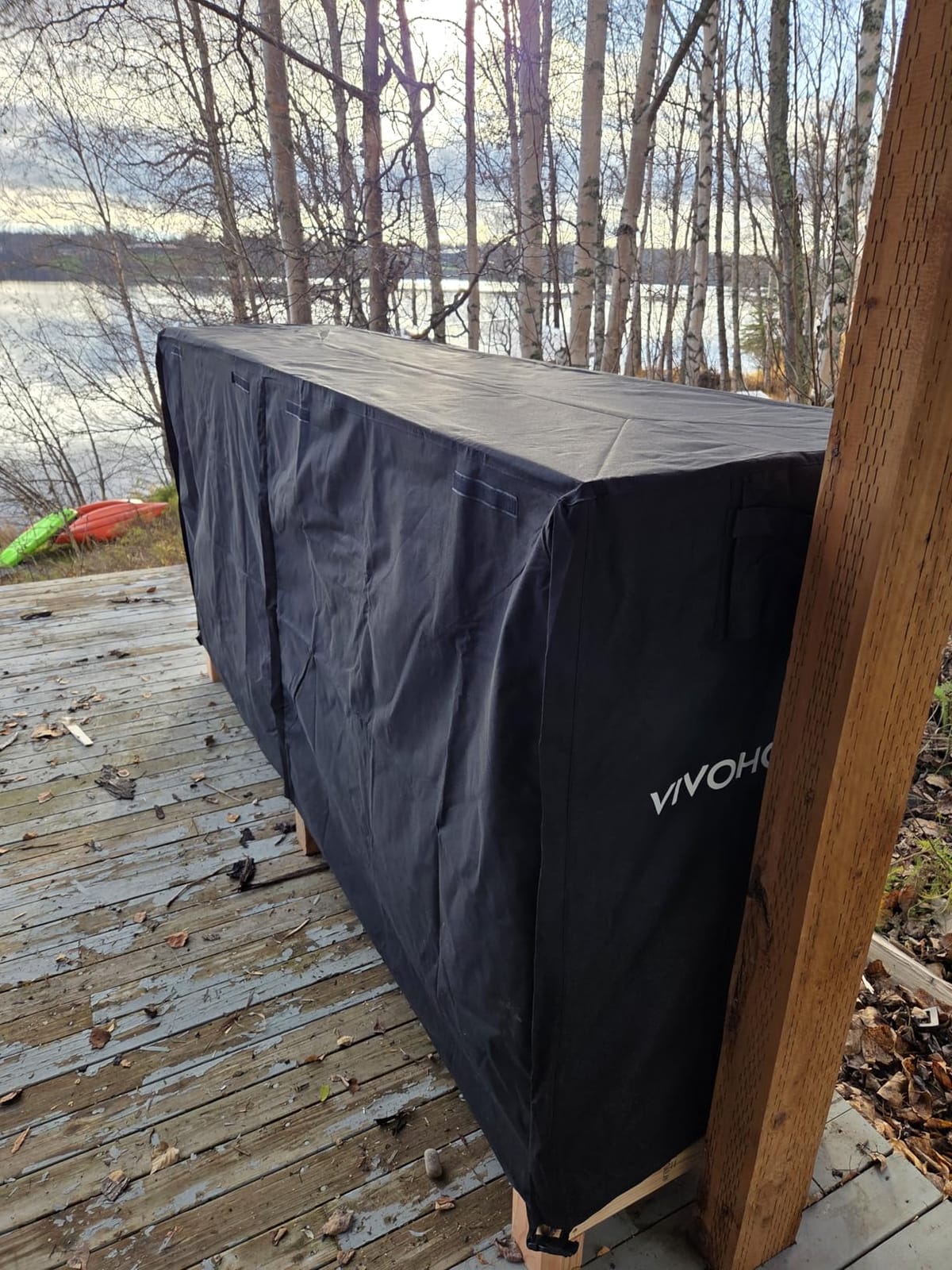 VIVOHOME 4ft Waterproof Outdoor Firewood Log Rack Cover, Black customer photo 2