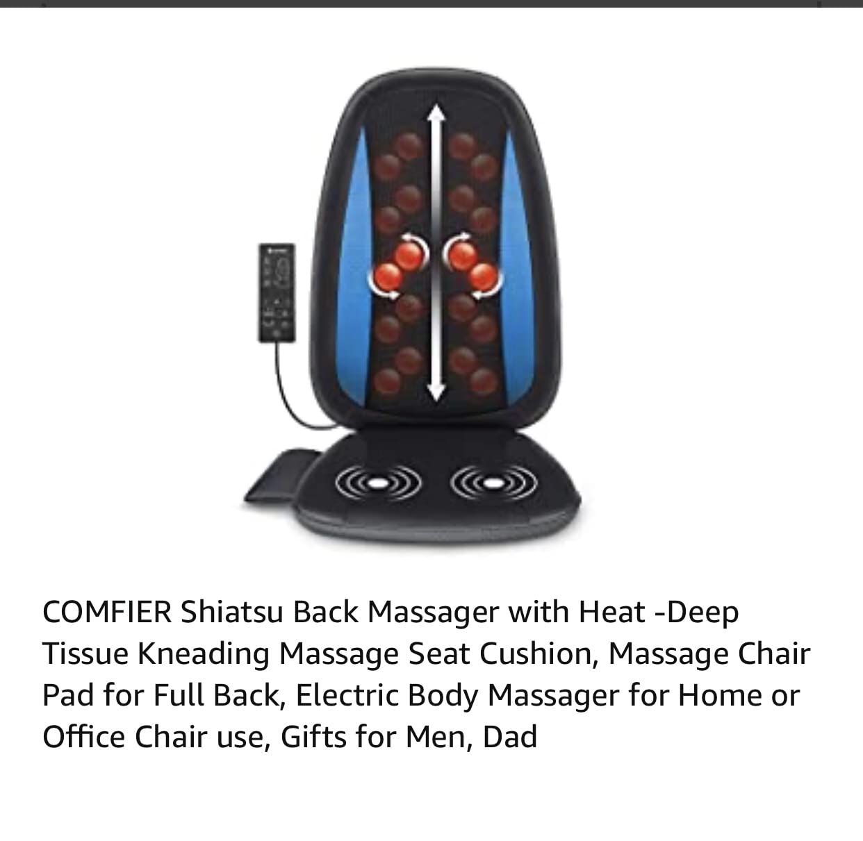 COMFIER Shiatsu Back Massager with Heat,Deep Tissue Kneading Massage Seat Cushion,Massage Chair Pad for Full Back,Body Massager for Home or Office Chair use, 【2026】 Gift for Men,Women customer photo 1
