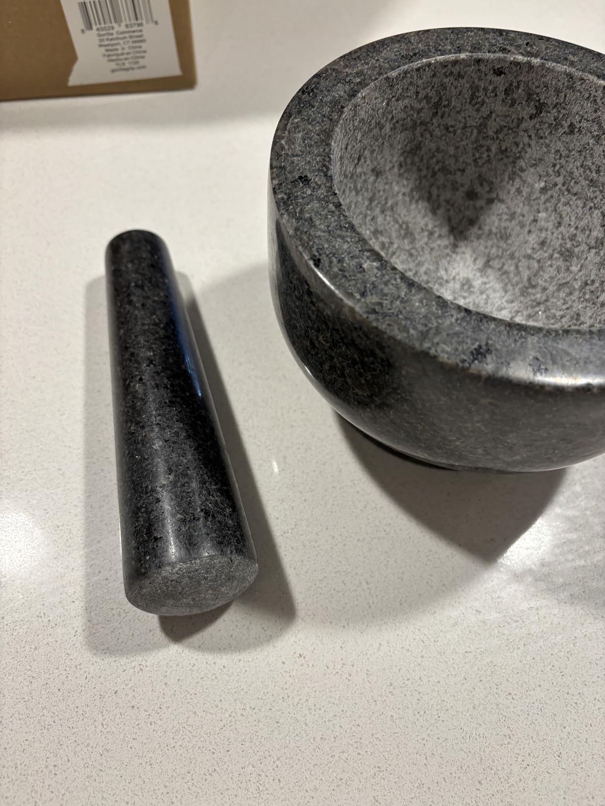 GORILLA GRIP Natural Granite Stone Lab Mortar and Pestle Set, 1.5 Cup, Gray customer photo 2