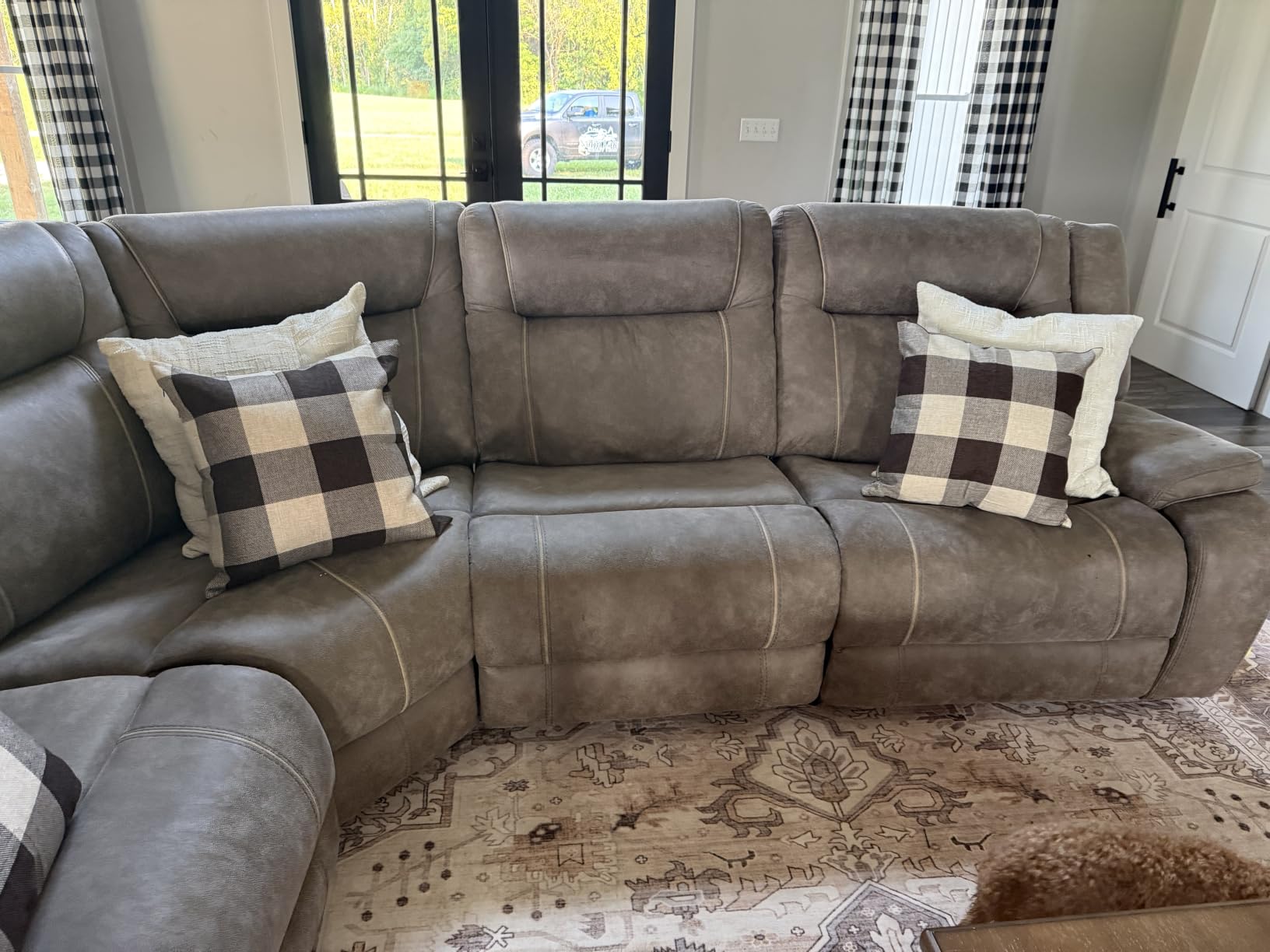 VAKADO Outdoor Plaid Throw Pillow Covers 18x18 Set of 2, Black & White customer photo 2