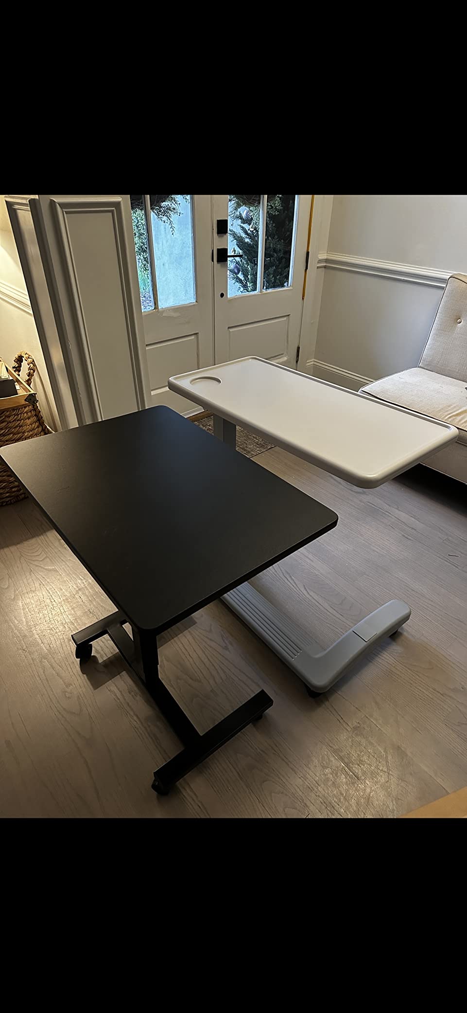 Vaunn FSA/HSA Eligible, Medical Adjustable Overbed Exam Bedside Table with Wheels (Hospital and Home Use), New Tabletop, Light Gray customer photo 1