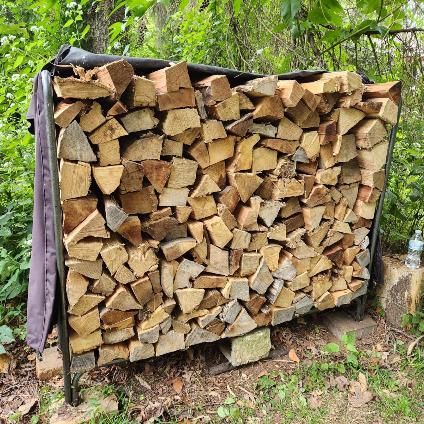 VIVOHOME 4 ft Heavy Duty Firewood Rack Outdoor with Cover, Black customer photo 2