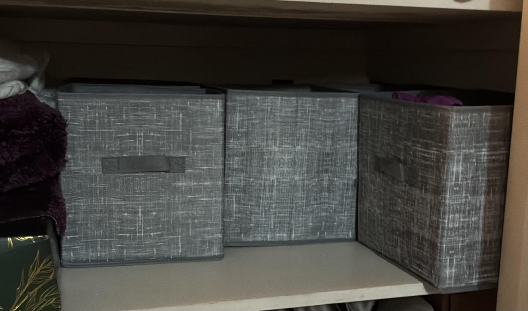SONGMICS Storage Cubes, Set of 6, 11-Inch Foldable Closet Organizers, Non-Woven Fabric Bins with Double Handles, Cattail Gray, TINA Collection UROB26LG customer photo 1