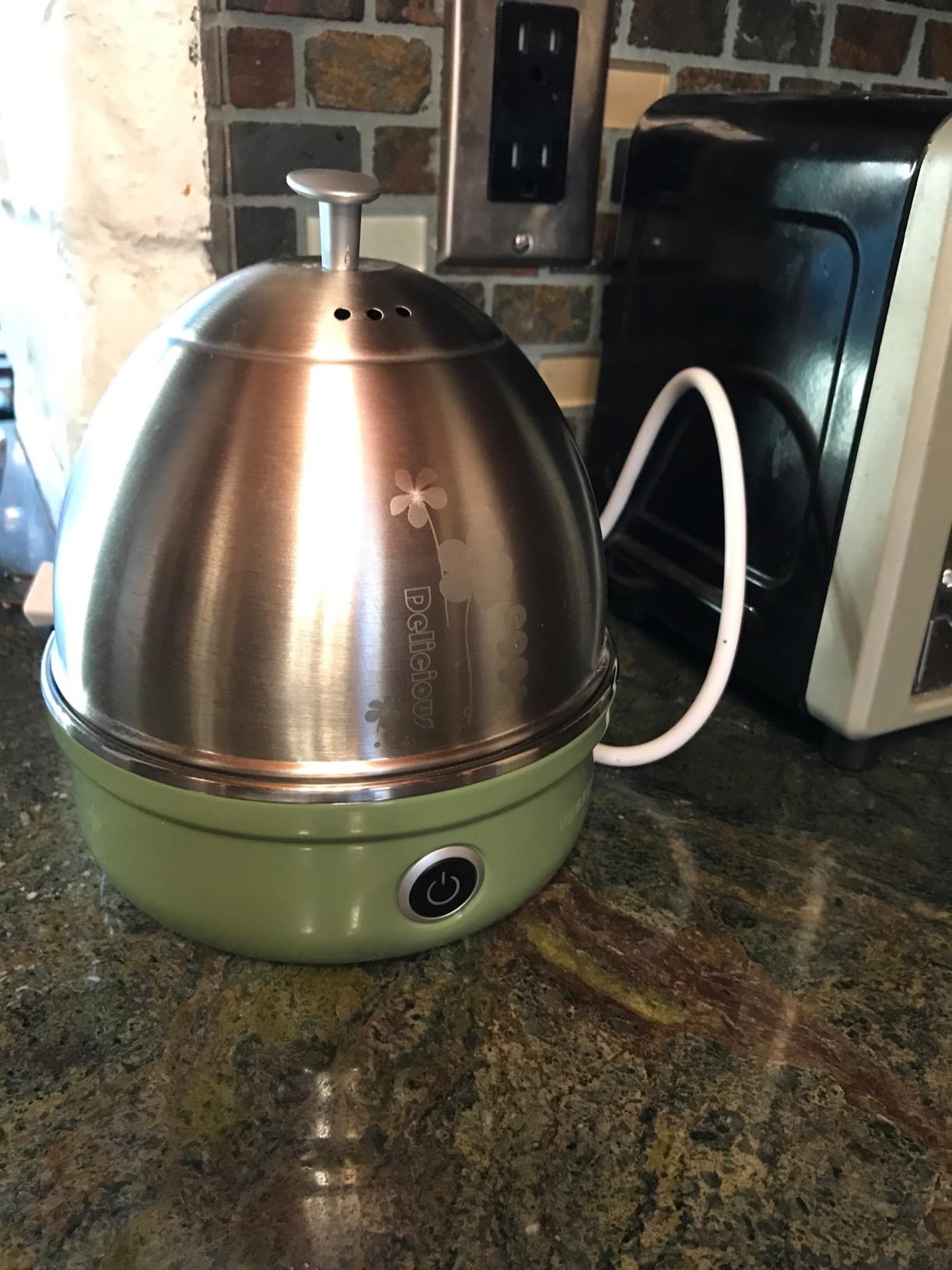 VOBAGA Electric Egg Cooker, Rapid Egg Boiler with Auto Shut Off for Soft, Medium, Hard Boiled, Poached, Steamed Eggs, Vegetables and Dumplings, Stainless Steel Tray with 7-Egg Capacity (Green) customer photo 2