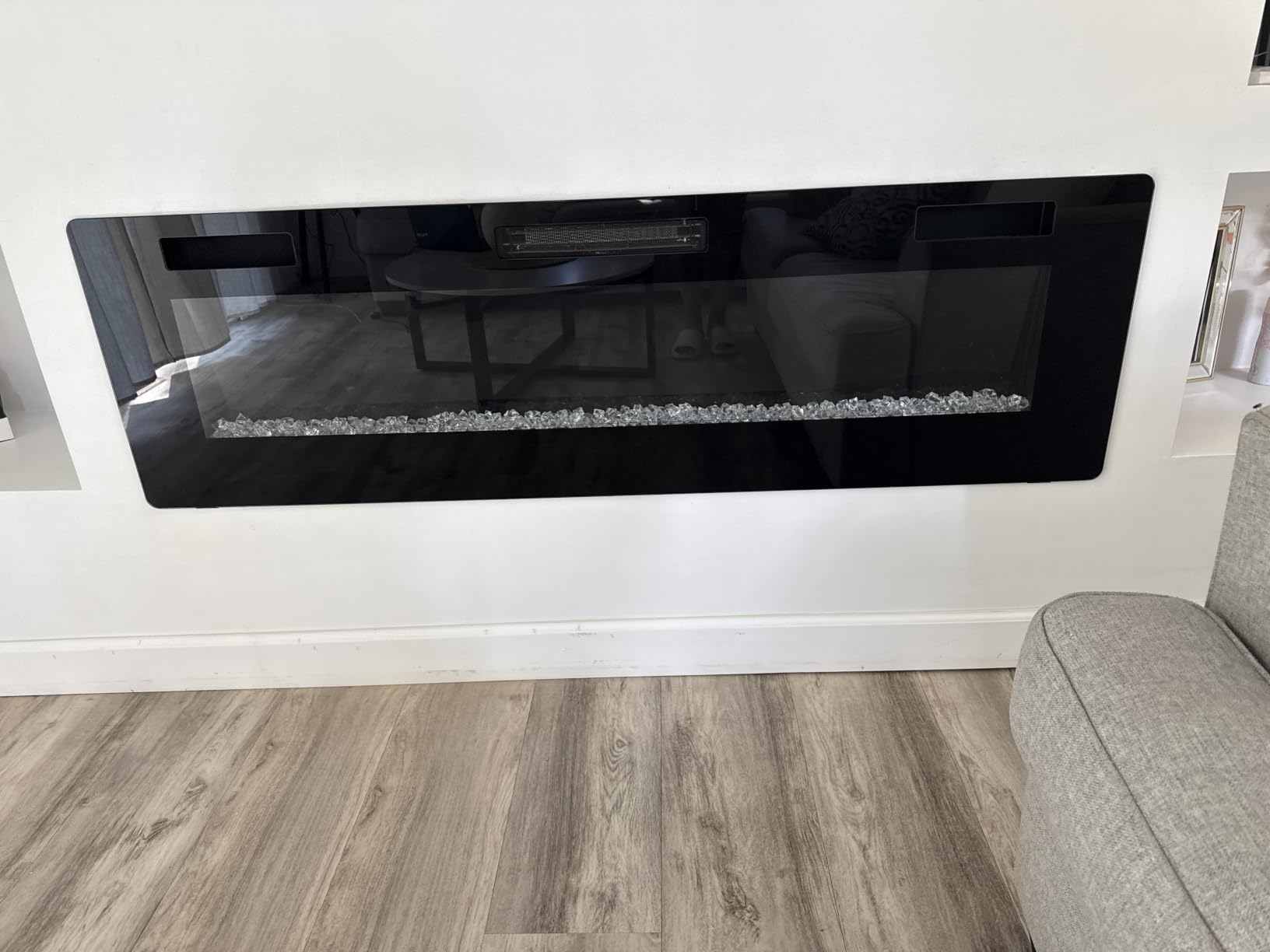 R.W.FLAME Electric Fireplace 50 inch Recessed and Wall Mounted,The Thinnest FireplaceLow Noise, Fit for 2 x 6 Stud, Remote Control with Timer,Touch Screen,Adjustable Flame Colors and Speed customer photo 2