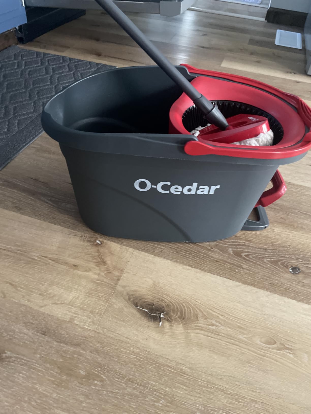 O-Cedar EasyWring Microfiber Spin Mop & Bucket Floor Cleaning System + 2 Extra Refills, Red/Gray customer photo 2