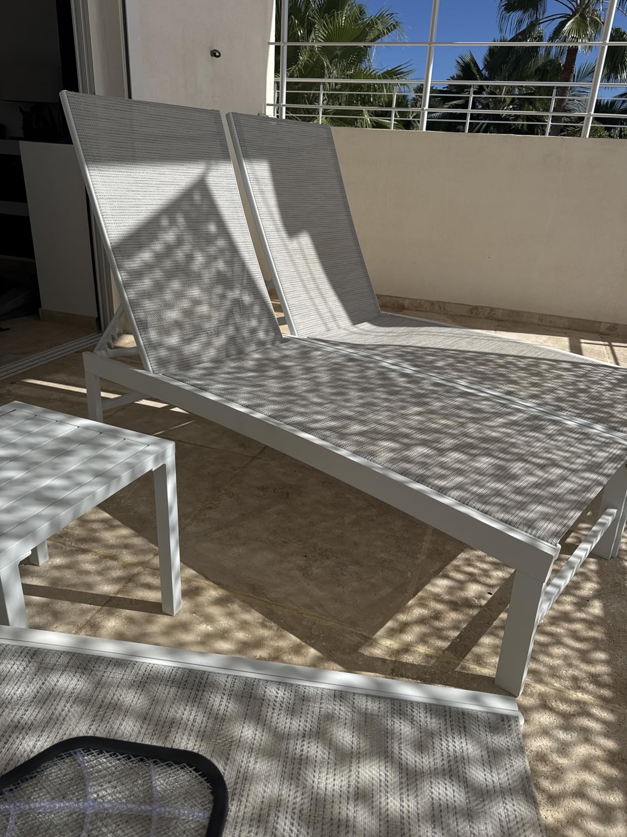Crestlive Products Lounge Chair Outdoor Set of 2, Metal Pool Chaise Lounge Chairs, Adjustable Five-Position Tanning Recliner, All Weather for Patio, Beach, Yard, Pool (Beige) customer photo 1