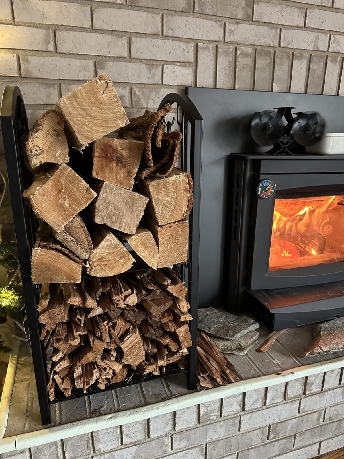 Fire Beauty Fireplace Firewood Log Rack 5-Piece Storage Logs Holder with Tools Set with 4 Tools Set Fireside Holders Wood Lumber Storage Stacking Black customer photo 1