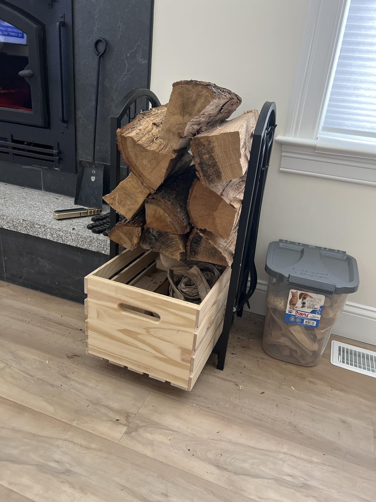 Fire Beauty Fireplace Firewood Log Rack 5-Piece Storage Logs Holder with Tools Set with 4 Tools Set Fireside Holders Wood Lumber Storage Stacking Black customer photo 2
