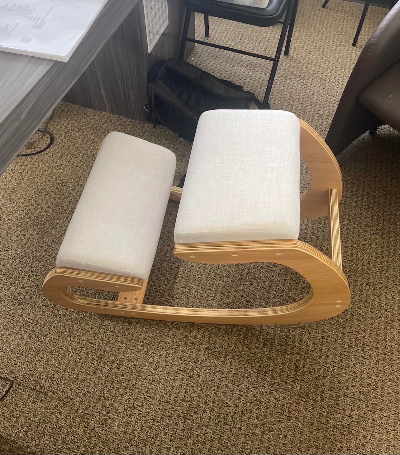 Predawn Ergonomic Kneeling Chair, Adjustable Height Rocking Posture Stool with Thick Cushions, Solid Wood Frame, for Home Office & Meditation, Supports Up to 265 lbs, White Oak customer photo 2