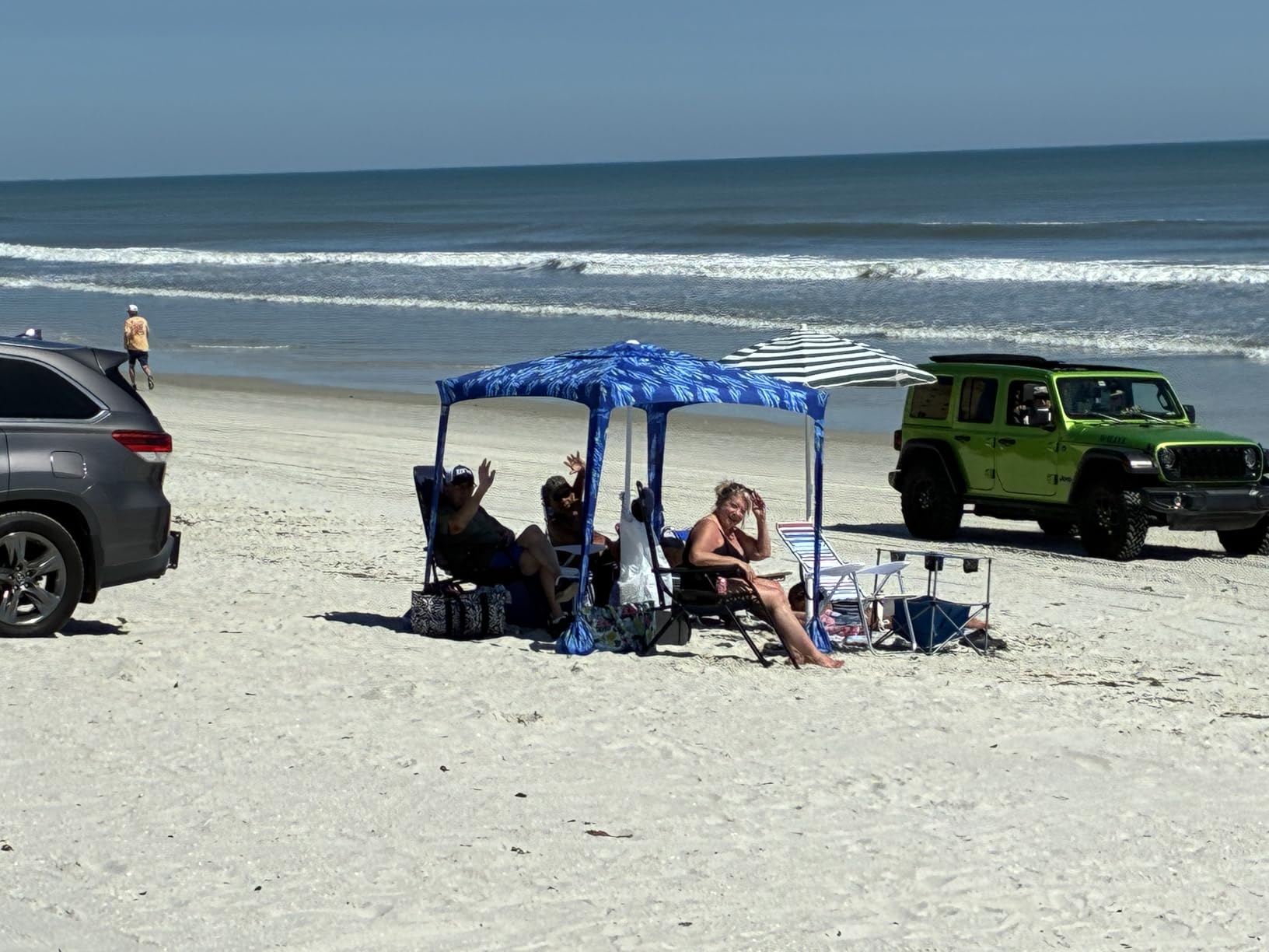 AMMSUN Beach Cabana, 6.5'x6.5' Beach Canopy, Easy Set up and Take Down, Cabana Tent with Sand Pockets, Instant Sun Shade with Side Wall, Coral Tropical customer photo 1