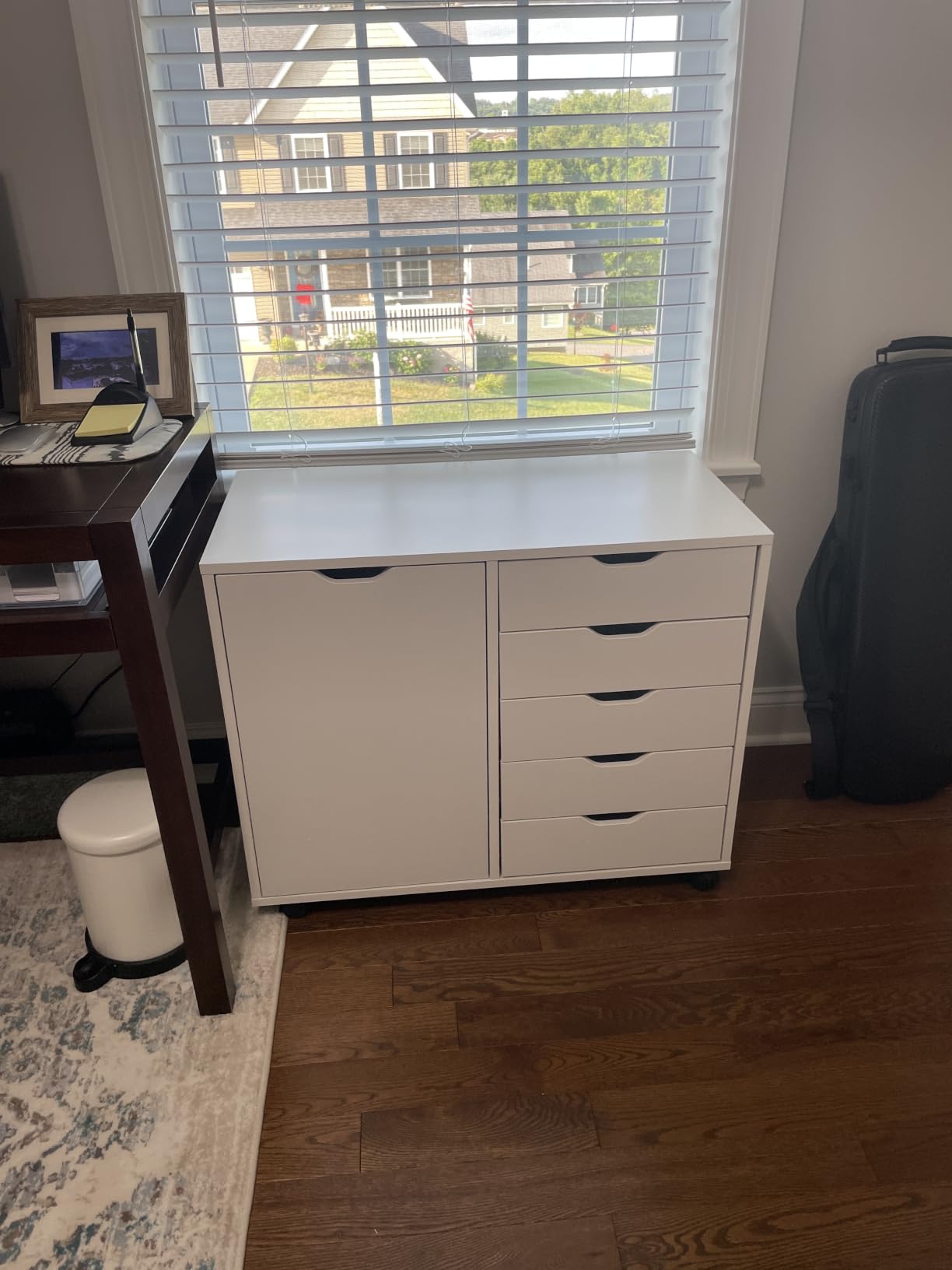 DEVAISE 5-Drawer Wood Drawer Cabinet, Office Storage Cabinet, White, Craft Storage Cabinet, Under Desk Drawer, Rolling Cart Furniture, Adjustable Shelf & Wheels, Printer Stand, Home Office customer photo 1