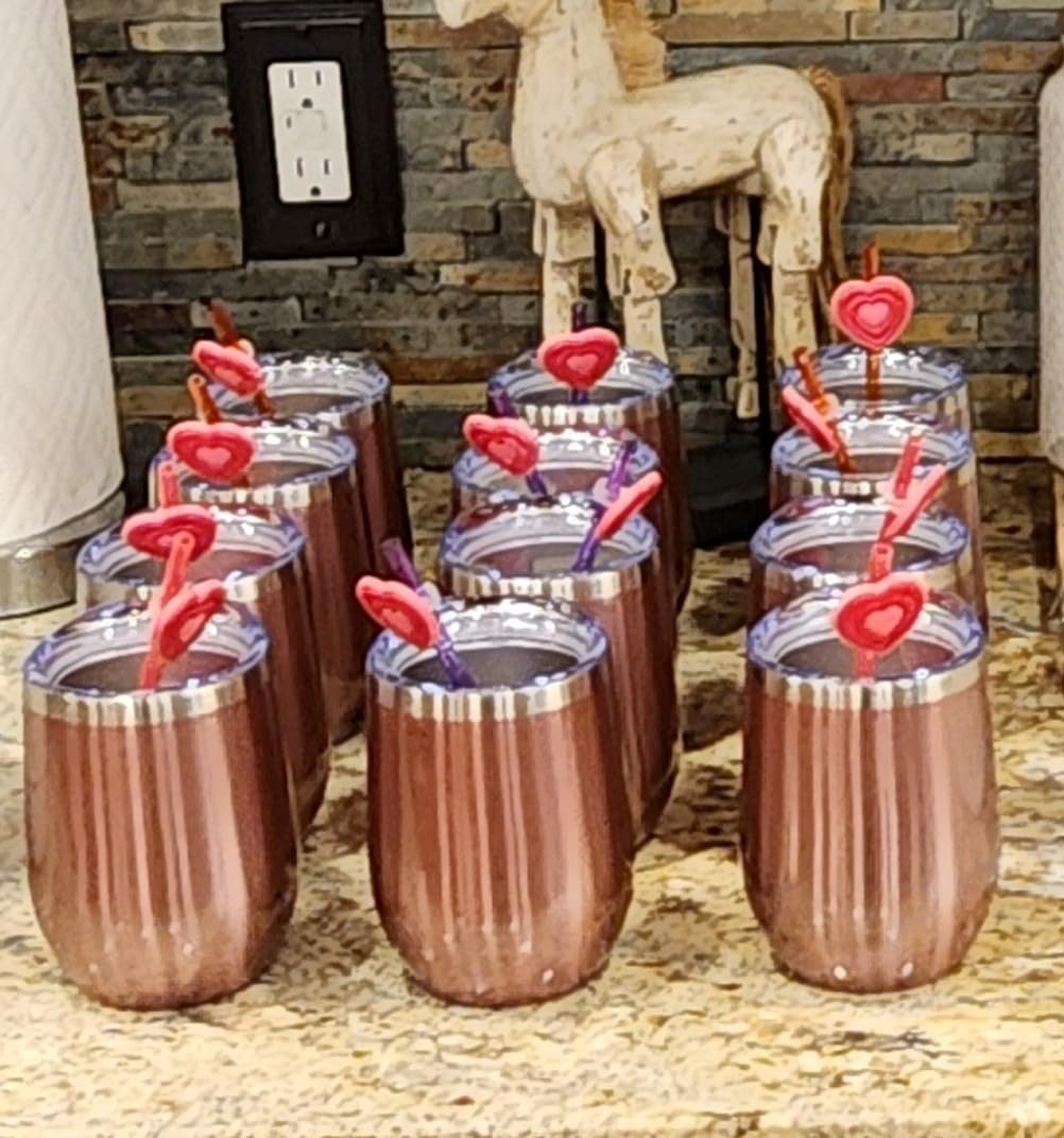 COMOOO 12oz Wine Tumbler with Lid and Straw, Stainless Steel Stemless Wine Glass, Double Wall Vacuum Insulated Wine Tumbler Cup, Cocktails,Beer,Champaign, White, 8 Pack customer photo 2