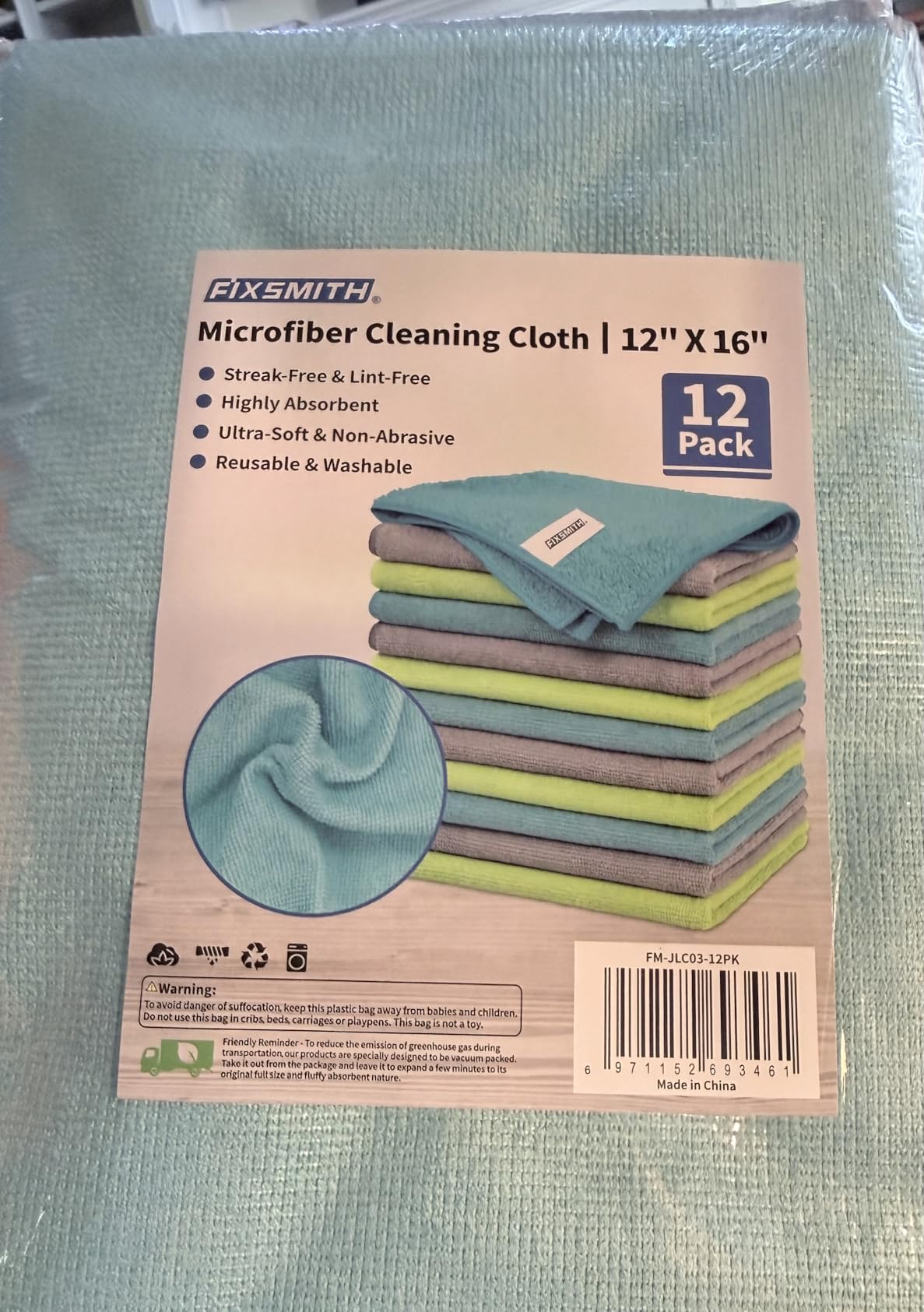 FIXSMITH Microfiber Cleaning Cloth - Pack of 50, Microfiber Towels for Cars 16 x 12 in, Highly Absorbent Cleaning Rags, Lint-Free, Streak-Free Cleaning Cloths for Car Kitchen Home Office customer photo 1