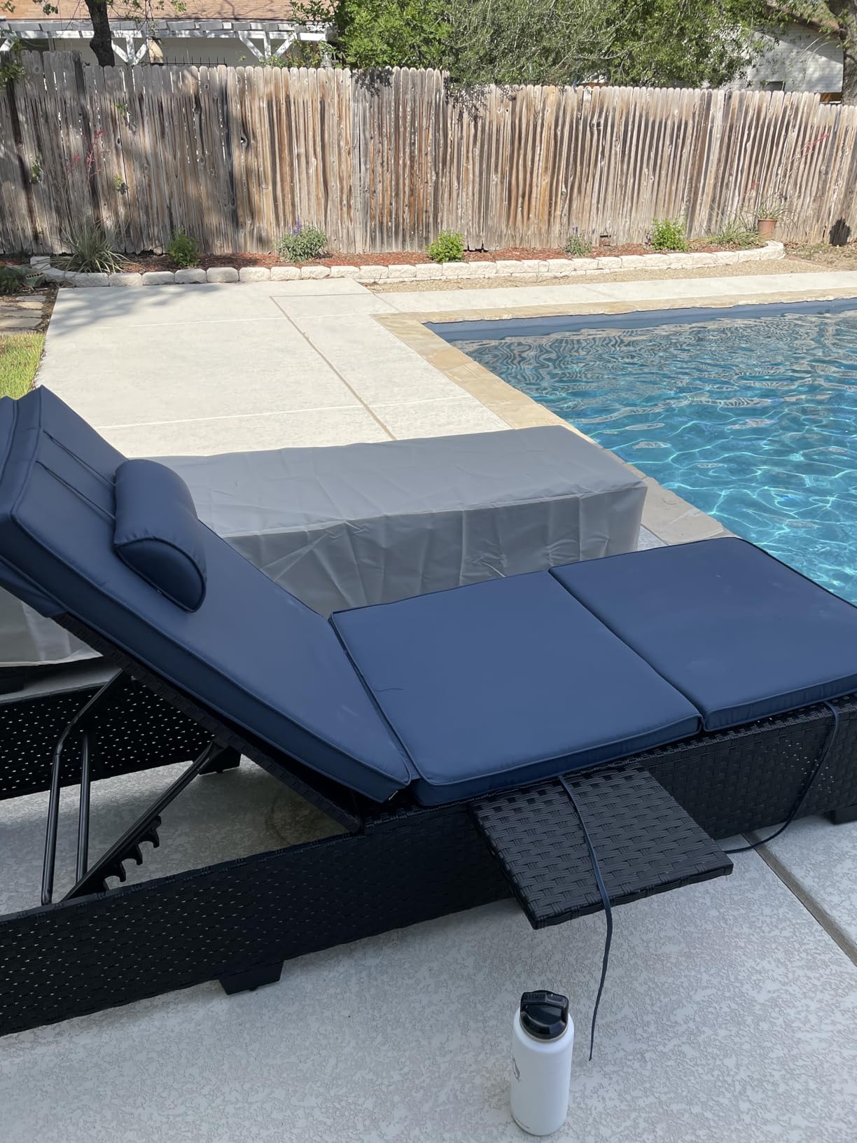 WAROOM Outdoor Chaise Lounge Chairs for Outside Patio Furniture Set of 2 Wicker Recliner Black Rattan Sunbathing Lounger Adjustable Backrest Pool Reclining Chair, Khaki Cushion customer photo 1