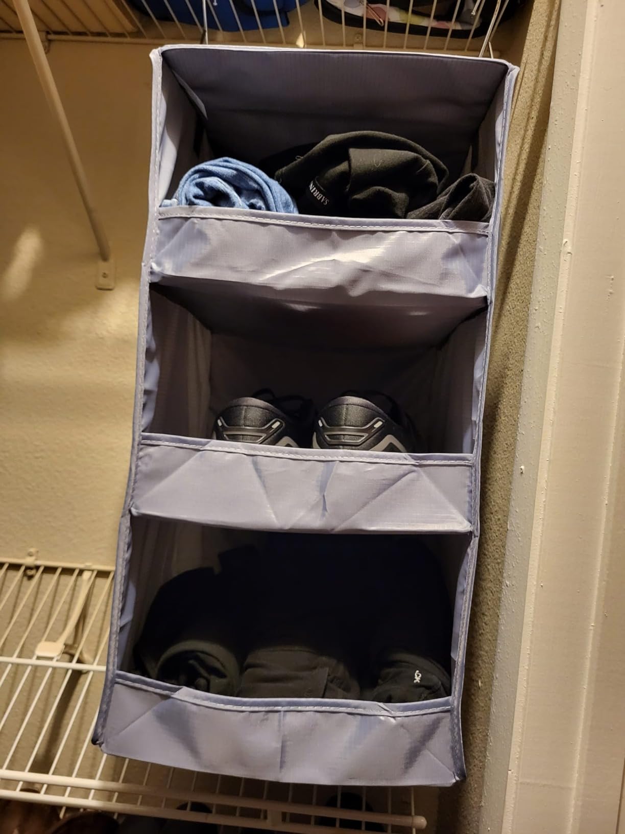 GRANNY SAYS 3-Shelf Hanging Closet Organizer, Foldable Storage, Gray customer photo 2