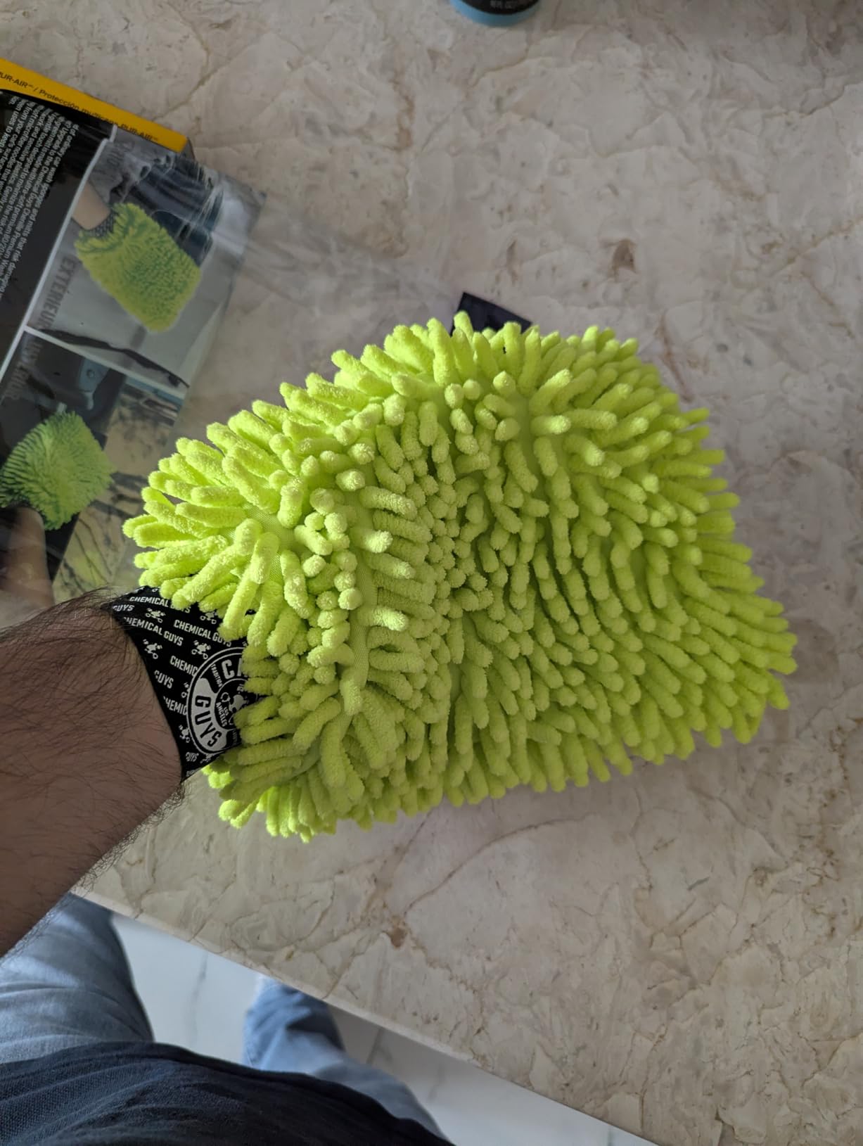 Chemical Guys, Chenille Microfiber Wash Mitt for Cars, Lime Green, Single customer photo 2