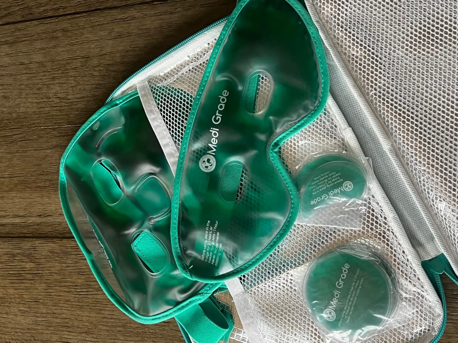 Medi Grade Face Ice Pack and Cooling Eye Mask Set, ChillGel Gel Mask, Green customer photo 1