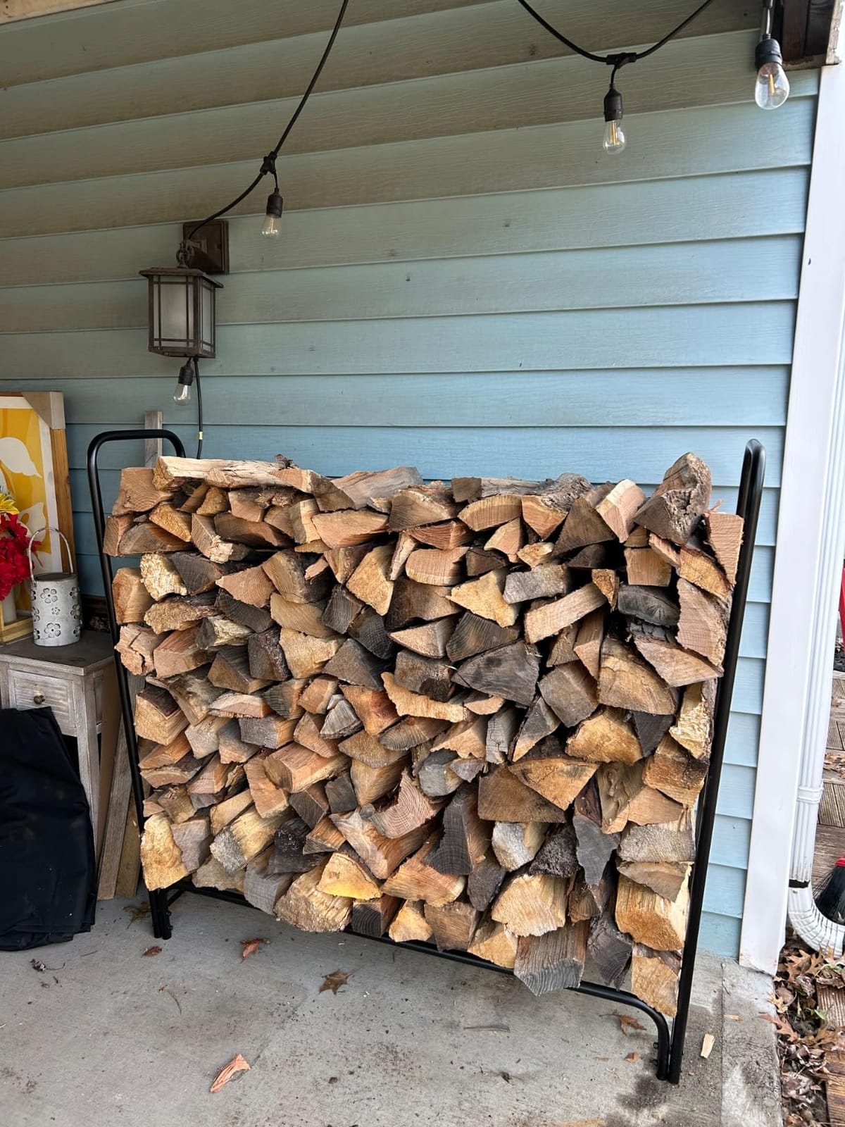 Amagabeli 4ft Firewood Log Rack with Cover Outdoor Heavy Duty Firewood Rack With Weather Resistant 600D Oxford Fabric Cover Indoor Outdoor Wood Racks for Fire Wood Holder customer photo 1