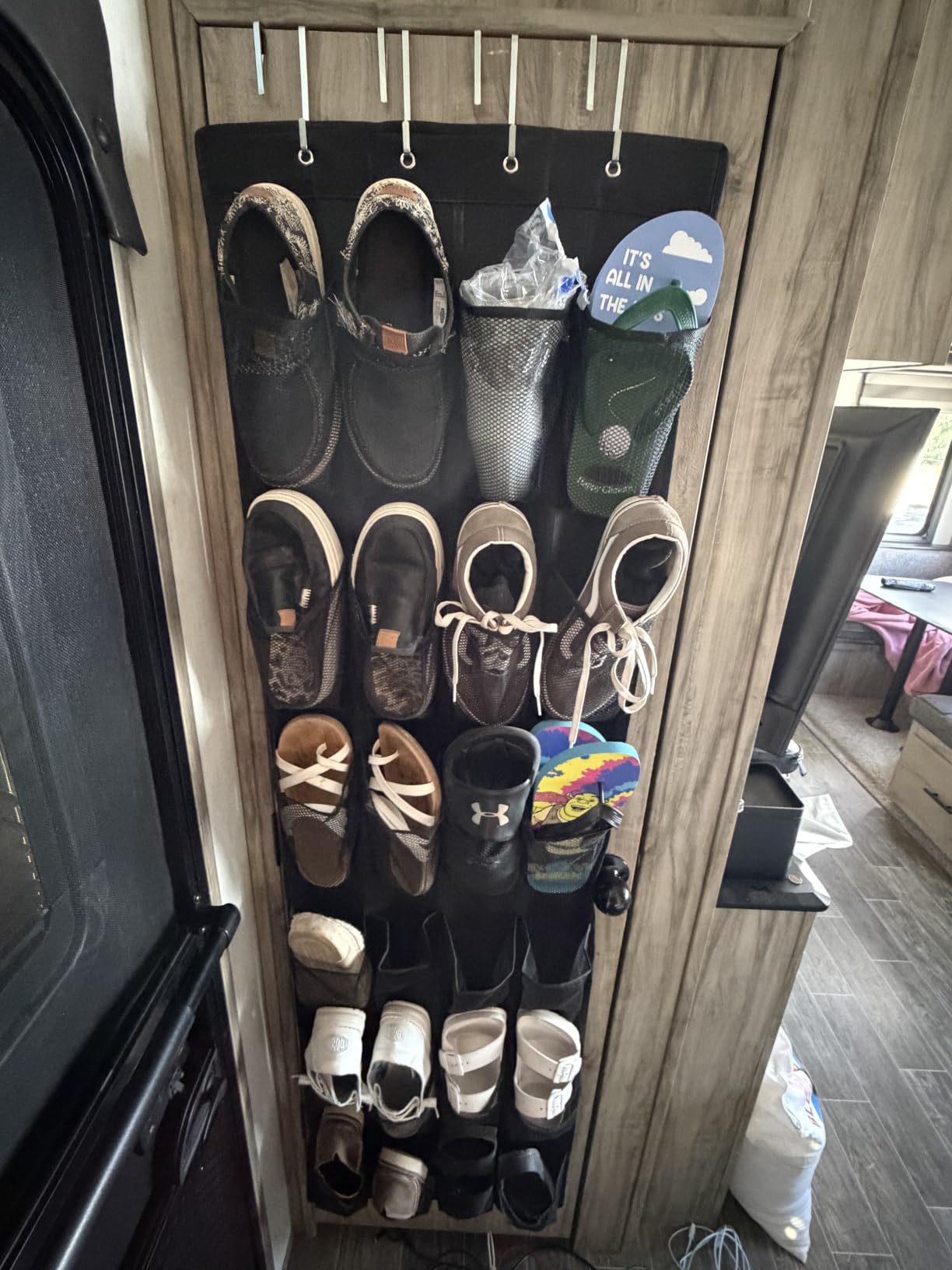 GORILLA GRIP Over the Door Shoe Organizer, 24 Large Pockets, Black | Breathable Mesh Pocket, Space Saving Hanging Storage Holder, Closet Rack Hanger for Shoes, Pantry and Bathroom Accessories customer photo 1