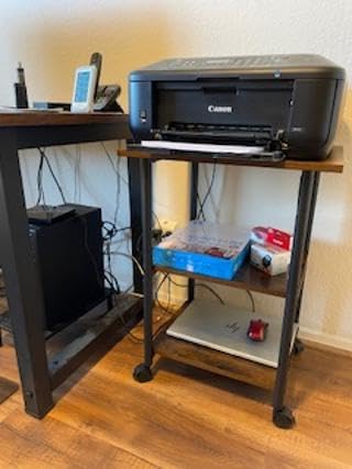 HOOBRO Printer Stand, 2-Tier Industrial Under Desk Printer Cart with Shelf, Mobile Heavy Duty Storage Rack on Wheels for Home, Office, Rustic Brown and Black BF02PS01G1 customer photo 1