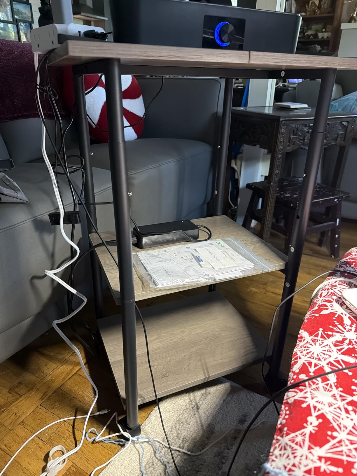 HOOBRO Printer Stand, 2-Tier Industrial Under Desk Printer Cart with Shelf, Mobile Heavy Duty Storage Rack on Wheels for Home, Office, Rustic Brown and Black BF02PS01G1 customer photo 2