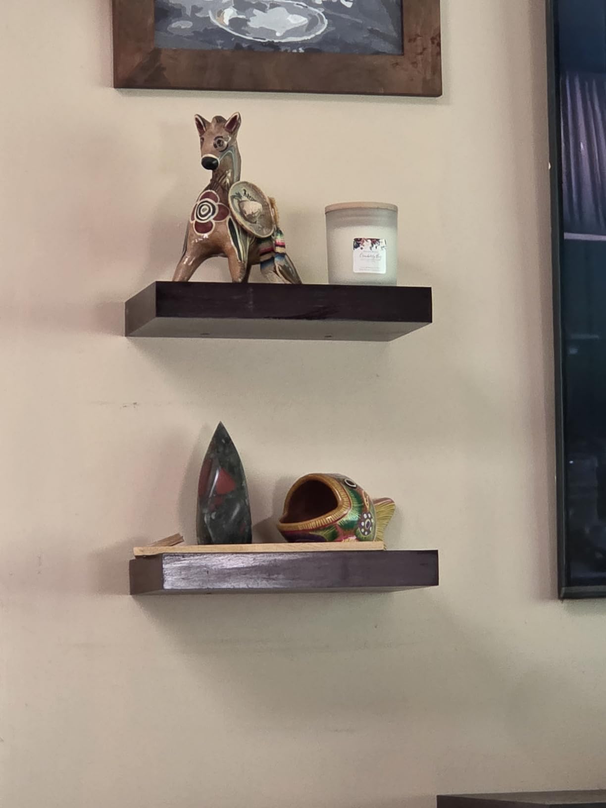 Homeforia 24 Inch Floating Shelves, High-End Solid Pine Wood, Set of 2 | American Walnut Finish, Holds Up To 50 Lbs Per Shelf, Hidden Brackets, Hardware Included, 24 x 6.5 x 1.75 Inch customer photo 2