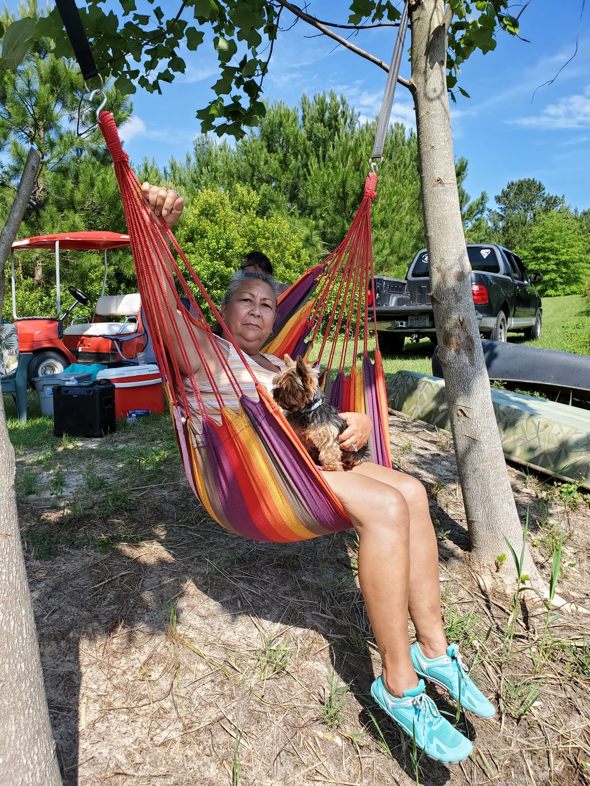 Hommtina Hammock Chair Hanging Rope Swing, Max 300 Lbs Hanging Chair with Pocket & Durability Perfect for Outdoor, Home, Bedroom, Patio, Yard (Pillows NOT Included,Dark Gray) customer photo 2