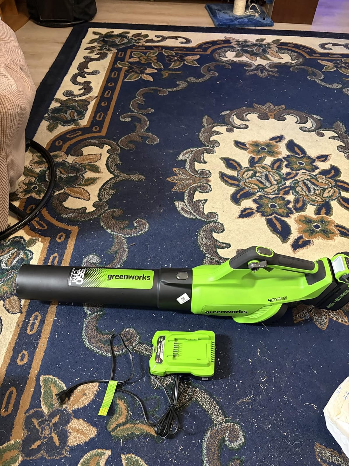 Greenworks 40V Electric Leaf Blower, 550 CFM, 4.0 Ah Battery and Charger customer photo 2