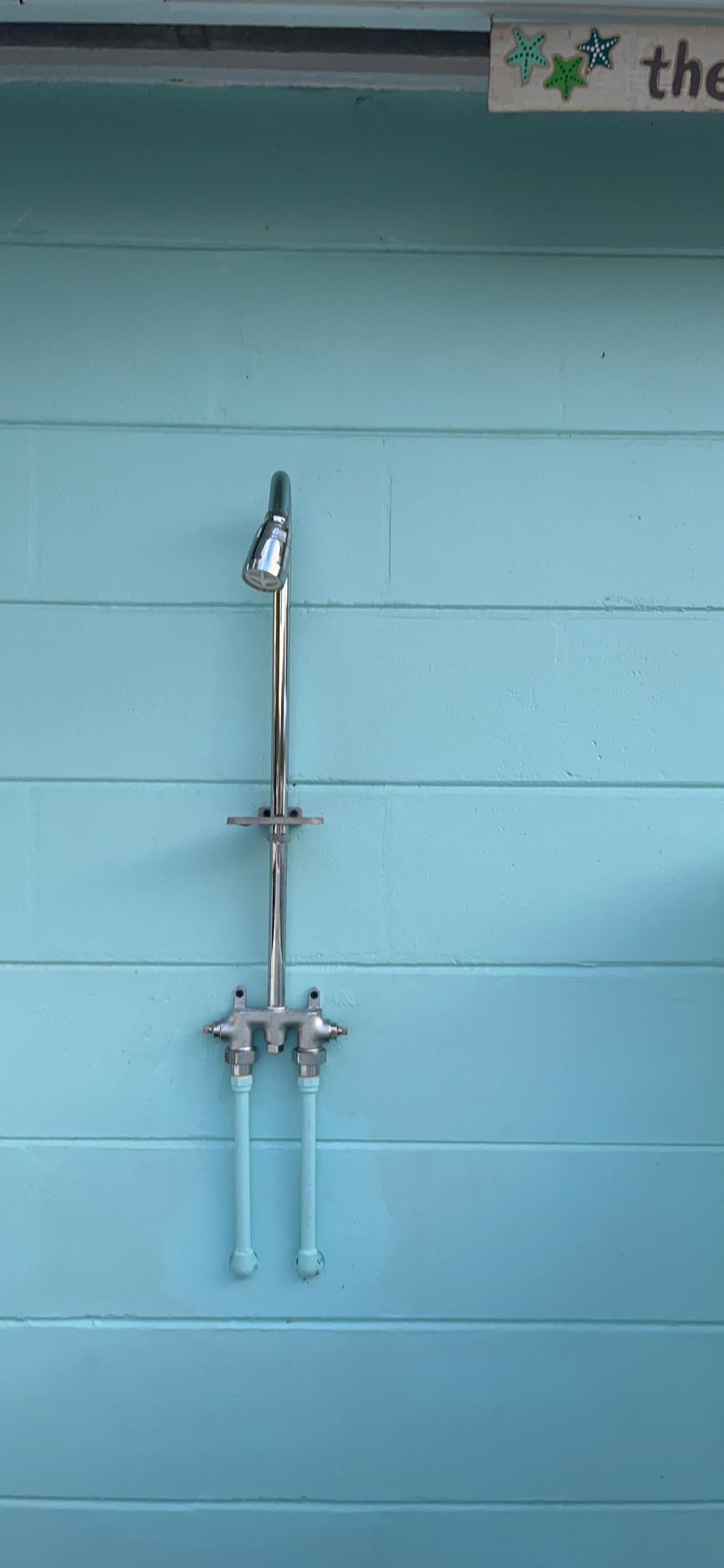 Artiwell Outdoor Shower Fixture System,with Rustproof Riser and Riser Extension, Double Handle Utility Shower Faucet with Showerhead and Soap Dish, Polished Chrome customer photo 2