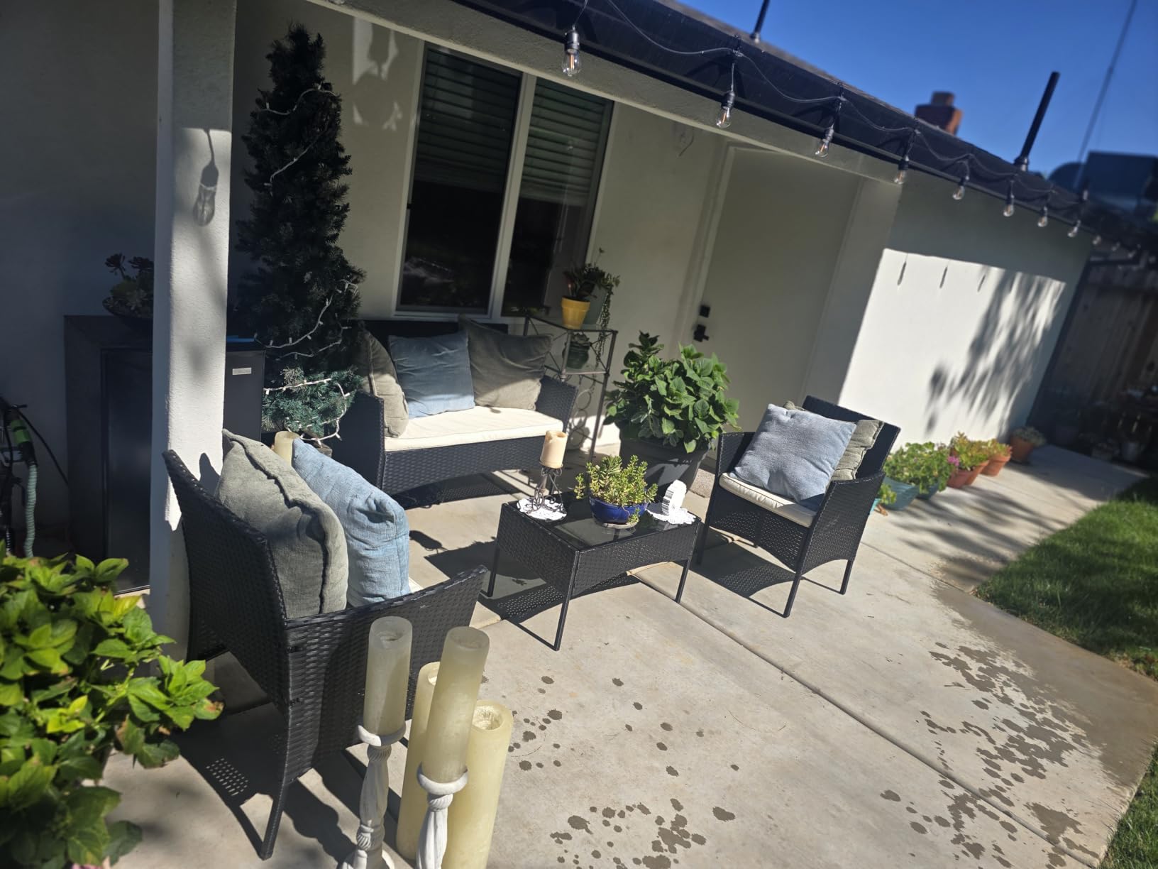 FDW 4-Piece Patio Furniture Set | Brown | Outdoor Wicker Furniture customer photo 1