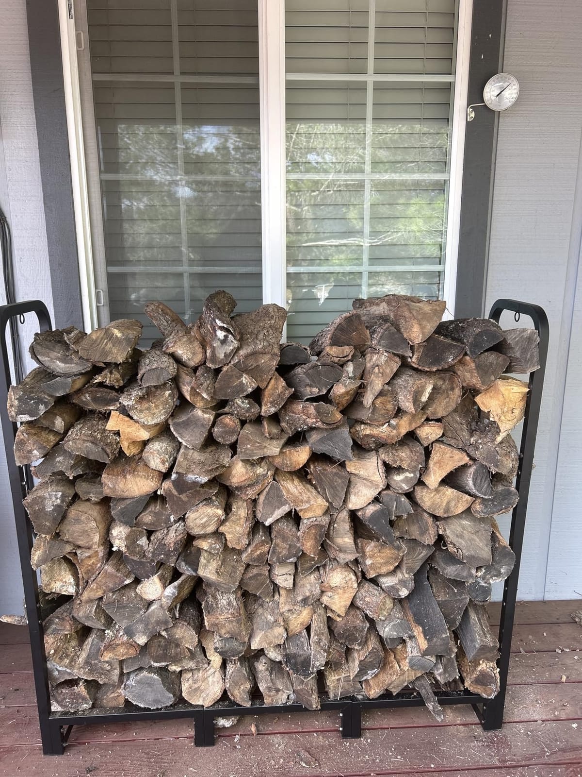 Firewood Rack Stand 6ft Heavy Duty Logs Carrier Holder for Outdoor Indoor Fireplace, Matte Black customer photo 1