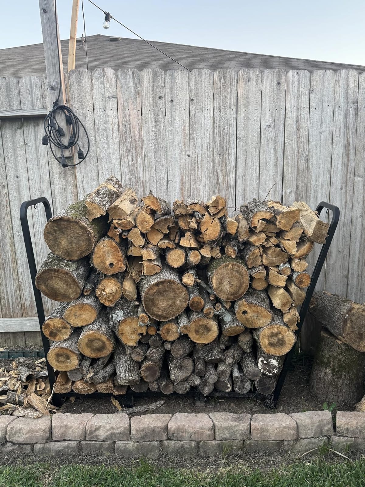 Firewood Rack Outdoor 8ft Heavy Duty Logs Holder for Indoor Fireplace Metal Wood Pile Storage Stacker Organizer, Matte Black customer photo 1