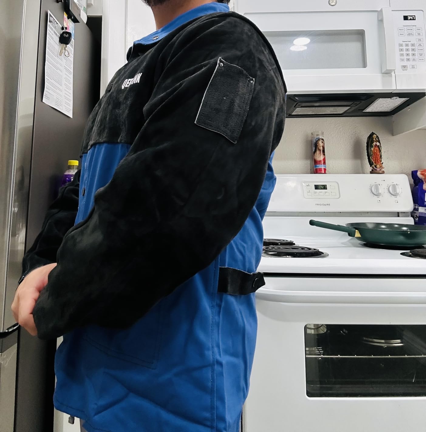 QeeLink Welding Jacket Split Leather Sleeves | Premium Flame Resistant Cotton Body Hybrid Welder Jackets Clothes customer photo 2
