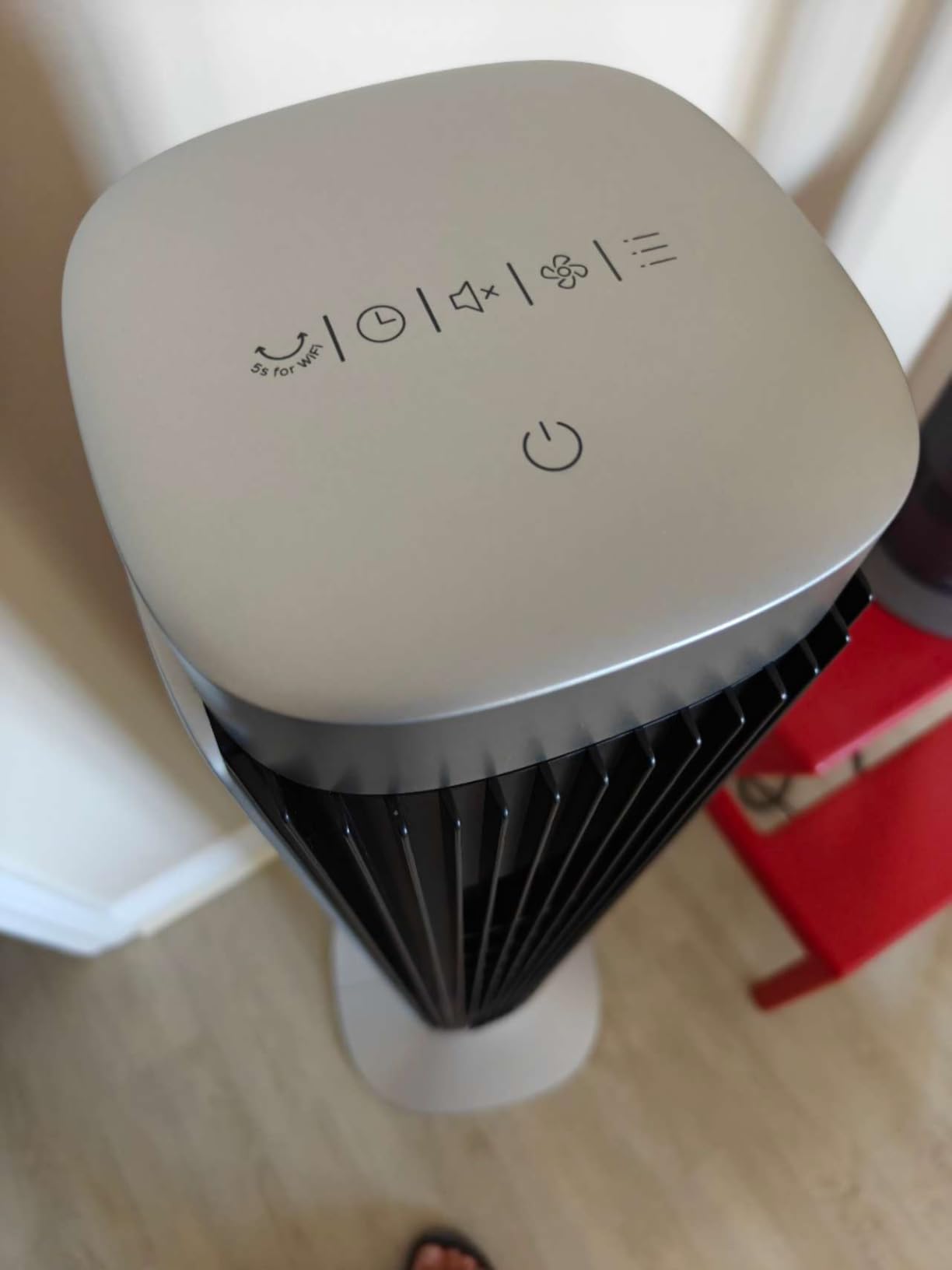 DREO Tower Fan for Bedroom, Upgraded DC 28ft/s Velocity, 9 Speeds, Quiet Standing Fan, 90° Oscillating Cooling Fan, 4 Modes, 12H Timer, Bladeless Fan Powerful for Home, Black customer photo 1