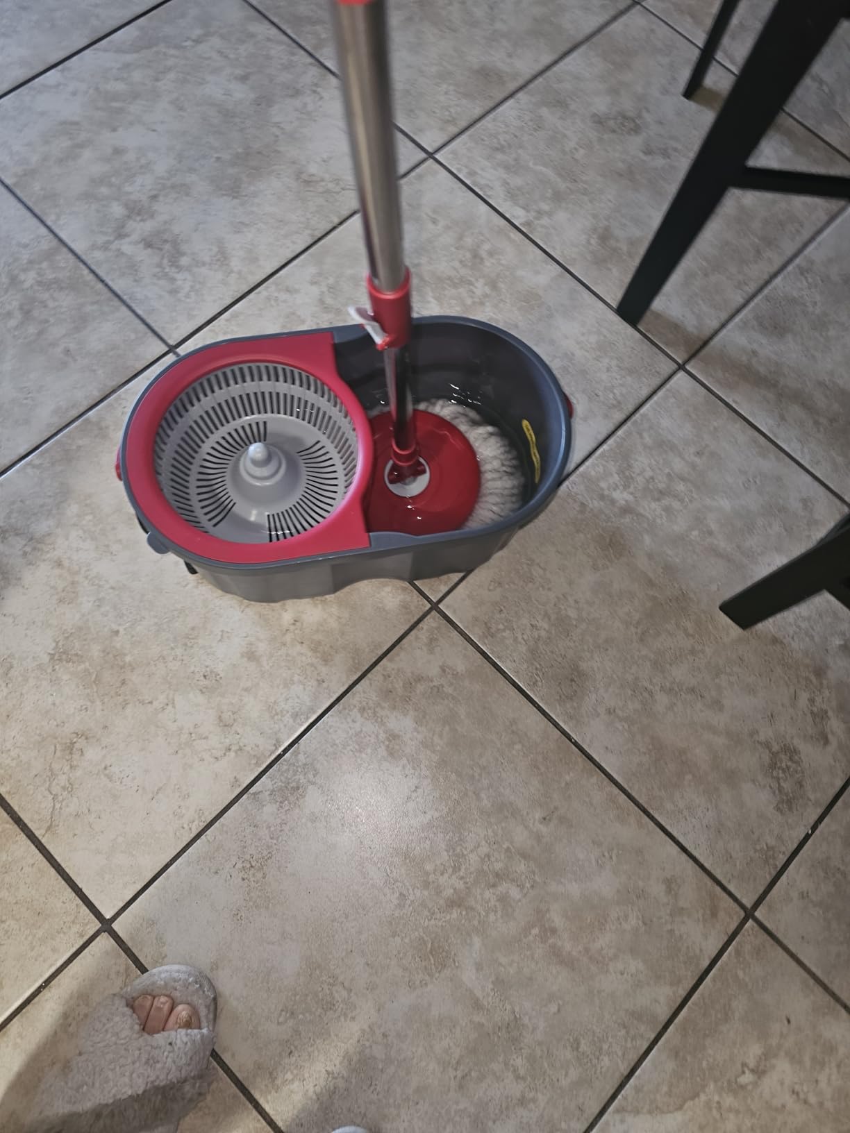Simpli-Magic 79349 Spin Mop Cleaning System with 3 Microfiber Mop Heads, Red/Black customer photo 2