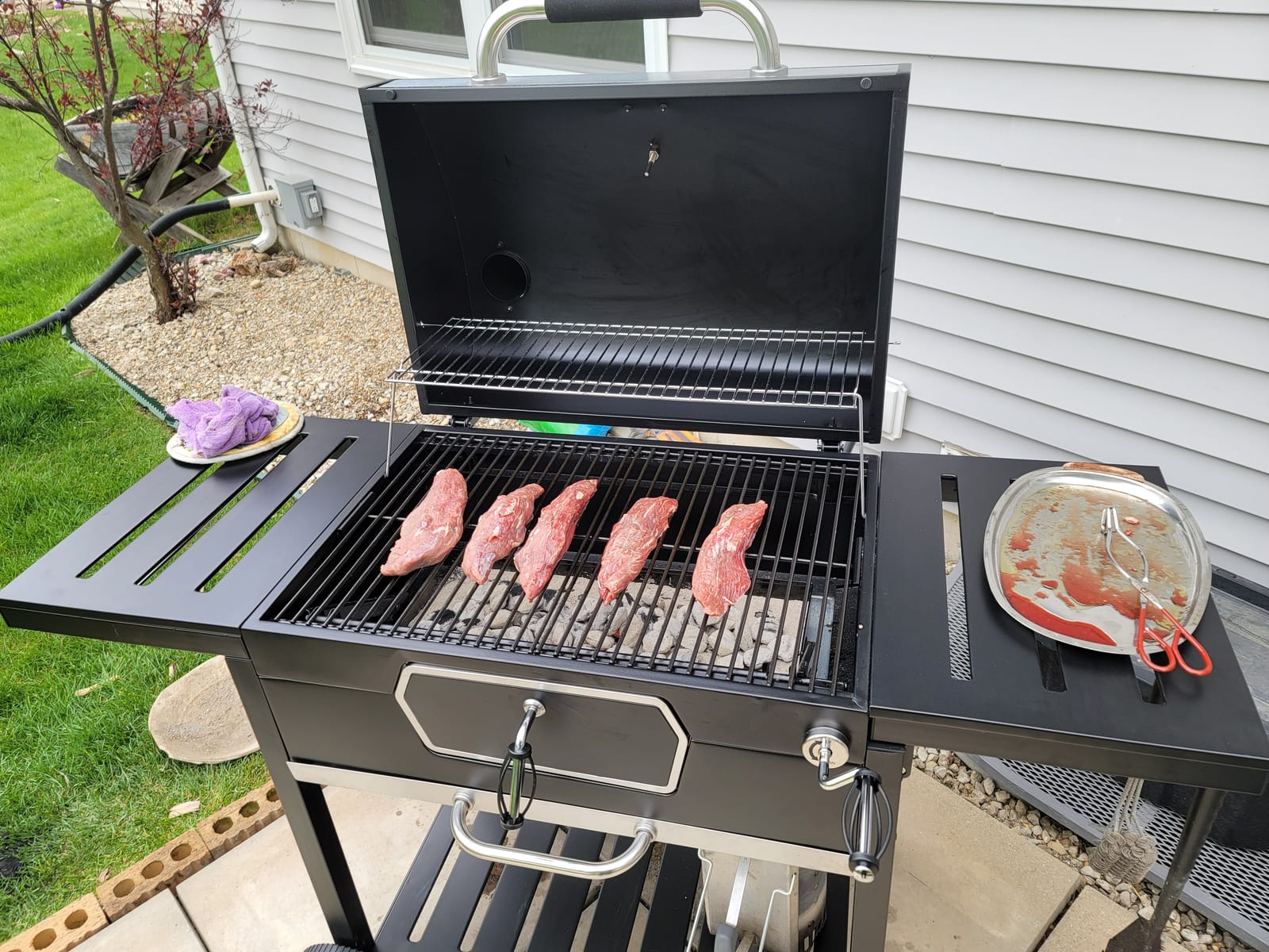 Royal Gourmet CD2030AN Deluxe 30-Inch Charcoal Grill, Collapsible Tables | Large BBQ Smoker, Crank Handle, Front Charcoal Access Door, Temperature Gauge, Picnic Camping Patio Backyard Cooking, Black customer photo 2