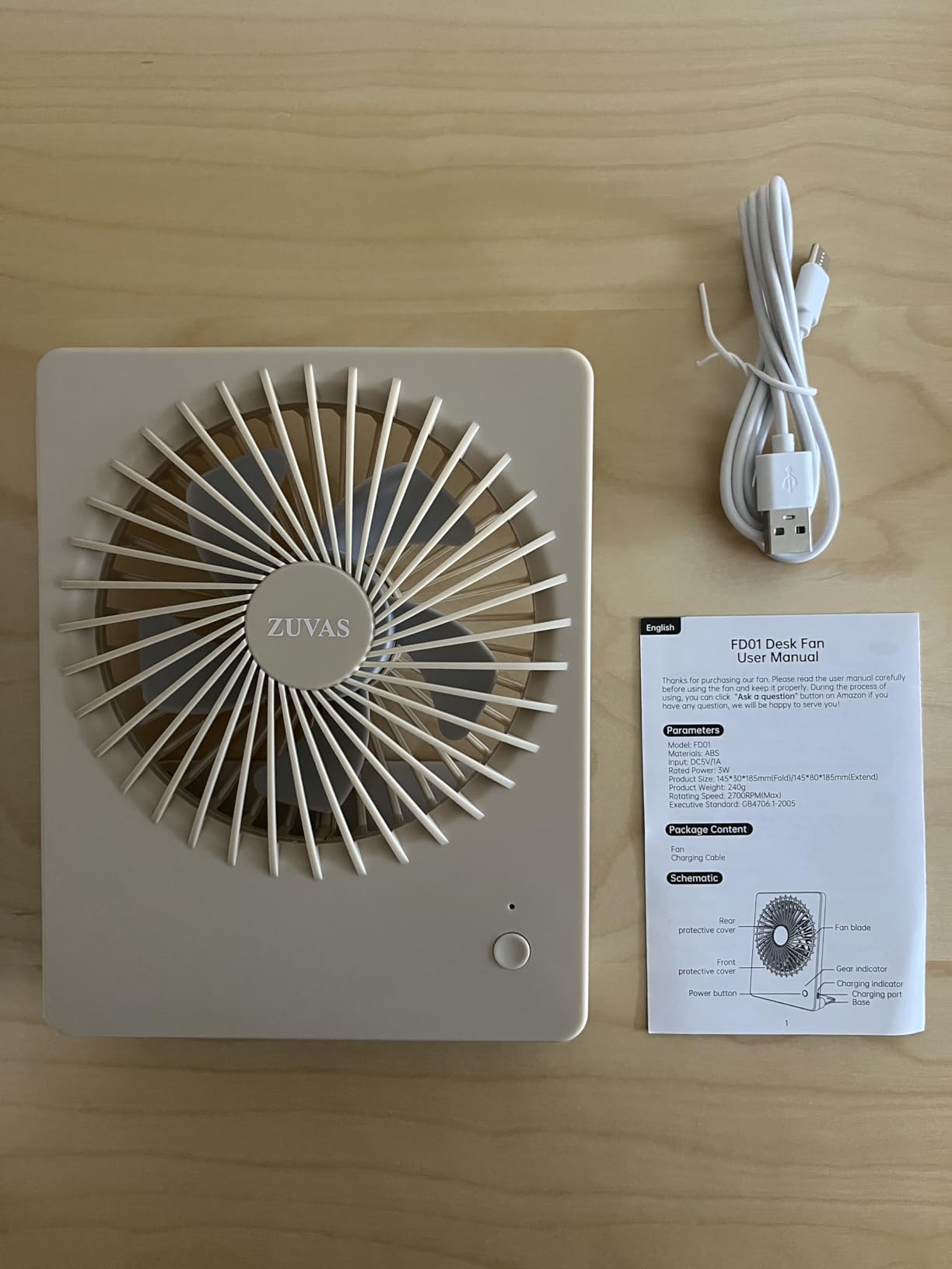 Zuvas Desk Fan Small Rechargeable Battery Table Fans for travel Ultra Quiet customer photo 1