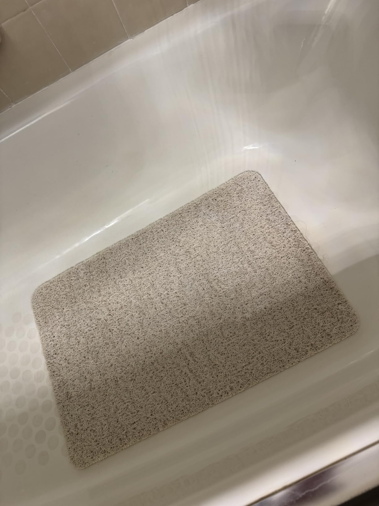 LuxStep Shower Mat Bathtub Mat,24x16 inch, Non-Slip Bath Mat with Drain, Quick Drying PVC Loofah Bathmat for Tub,Shower,Bathroom (Phthalate Free,Grey) customer photo 2