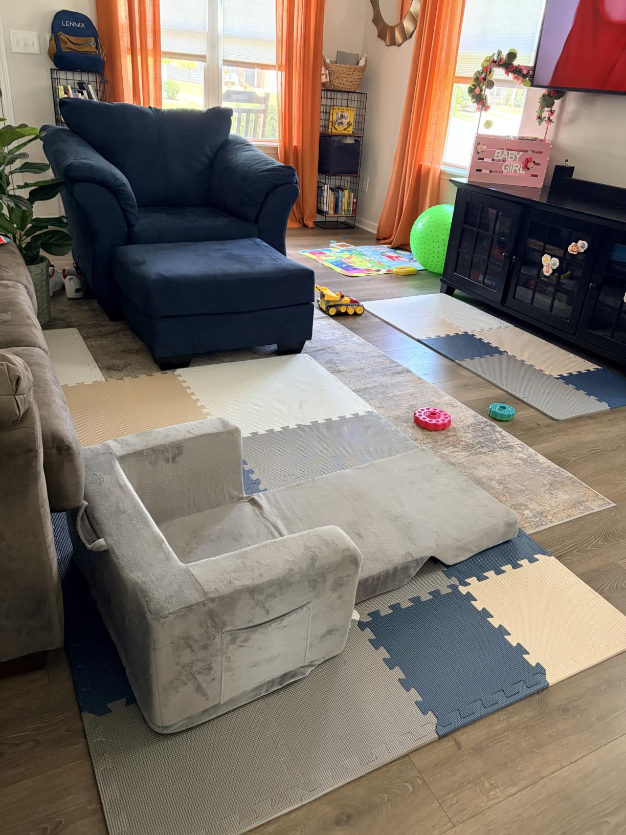 MioTetto Baby Play Mat, Soft Foam Floor Tiles for Kids. Adjustable Interlocking Foam Tiles, Fits with 74x74 Playpen Baby mat for Crawling & Development, Safe & Non-Toxic Playmat for Babies 6-12 Months customer photo 2