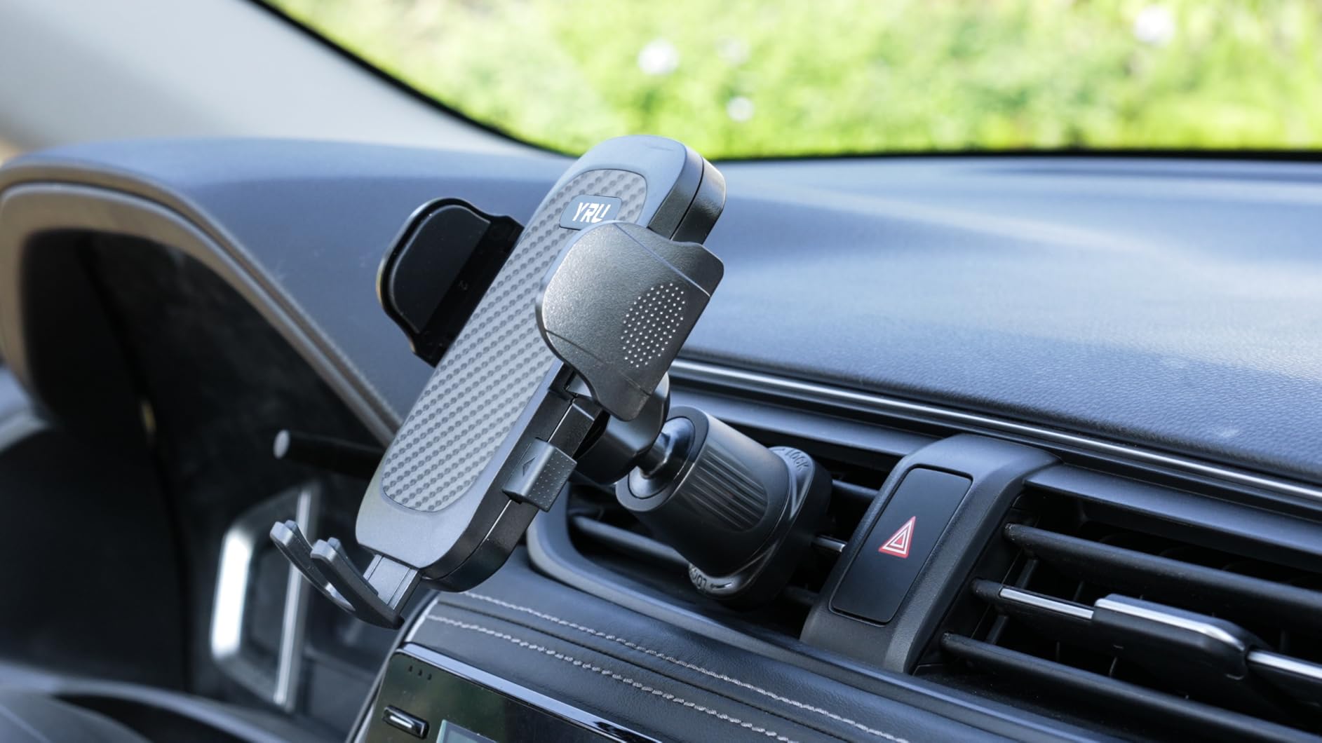 YRU True Military-Grade 360°Rotation Suction 2026 Ultimate Car Phone Holder | 90+LBS Safest Strongest & Patent Certs Dashboard Windshield Vent for iPhone 17 16 Pro Max Samsung GPS Navigation, Gloss Black customer photo 1