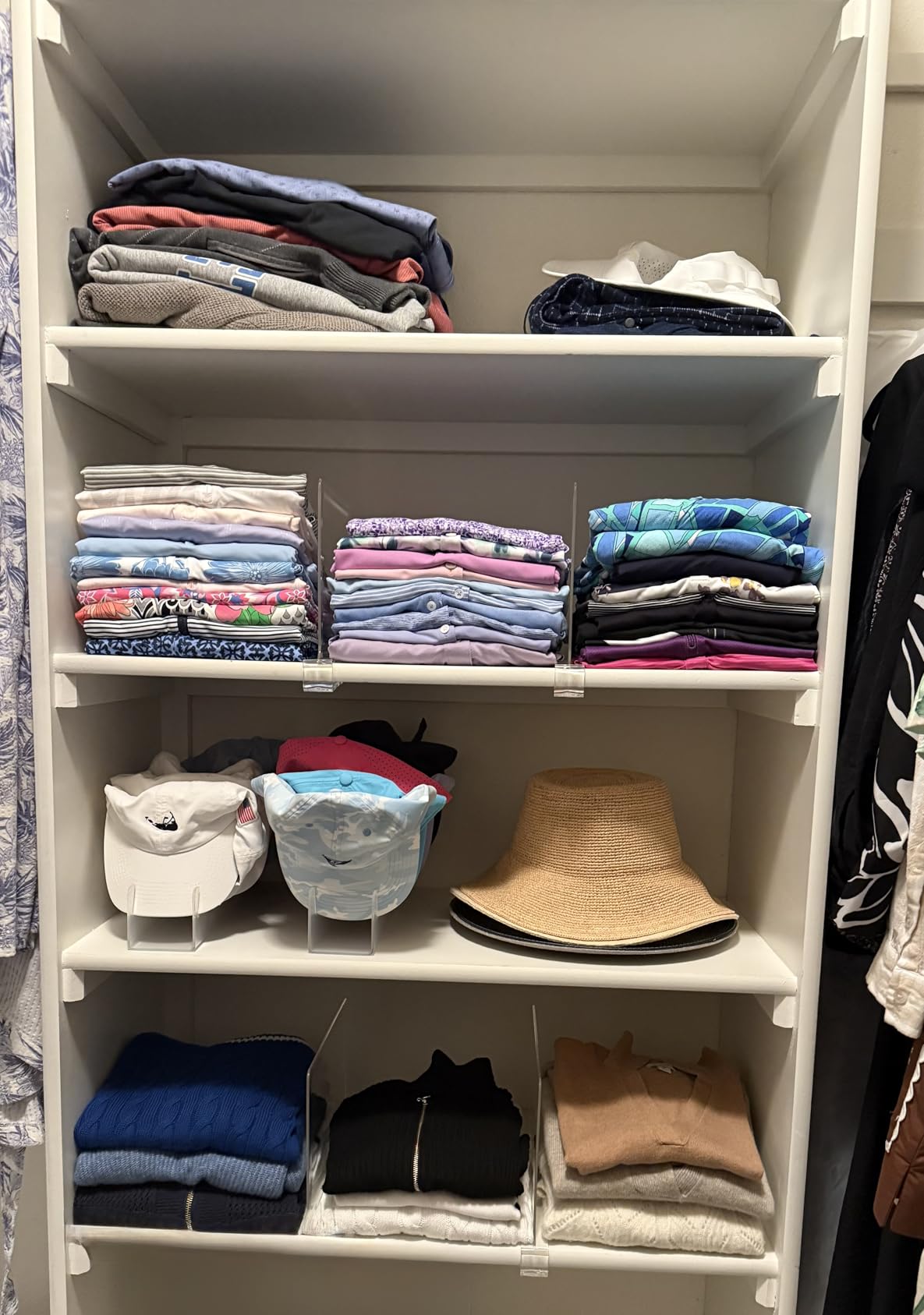 HBlife 6 Pack Closet Organizers and Storage, Clear Shelf Dividers, Vertical Purse Organizer for Closet Perfect for Sweater, Shirts, Handbags in Bedroom and Kitchen, Acrylic Bookshelf for Organization customer photo 1