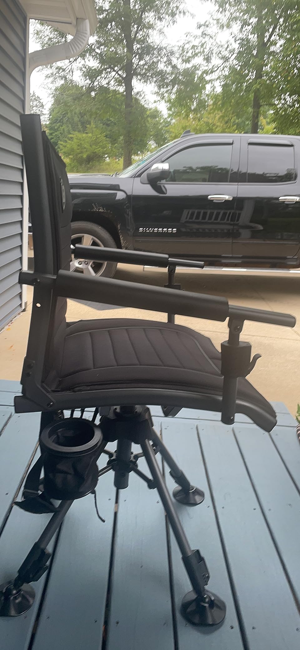 EVER ADVANCED 360° Silent Swivel Hunting Chair for Blinds, Adjustable Folding Hunting Seats with Armrests for Outdoor Activities, Fishing, Support 400lbs, Black customer photo 2