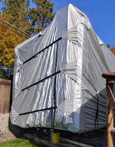 FRUNO Oxford Fabric Travel Trailer Cover RV Cover 22'-24' Waterproof Rip-Resistant Anti-UV Camper Cover for Winter Snow with Jack Cover 4 Tire Covers and Gutter Covers customer photo 2