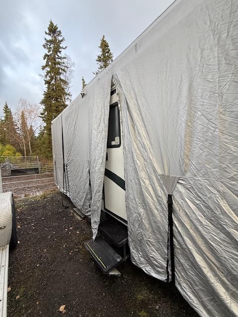 FRUNO Oxford Fabric Travel Trailer Cover RV Cover 30'-33' Waterproof Rip-Resistant Anti-UV Camper Cover for Winter Snow customer photo 1