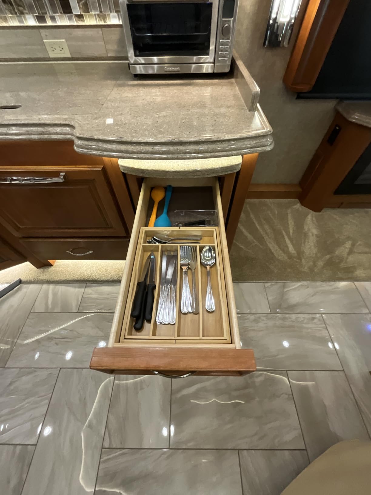Expandable Bamboo Kitchen Drawer Organizer for Cutlery and Utensils, Adjustable Bamboo Wood Cutlery Tray in Drawer for Flatware and Silverware in Kitchen, (Natural) customer photo 1