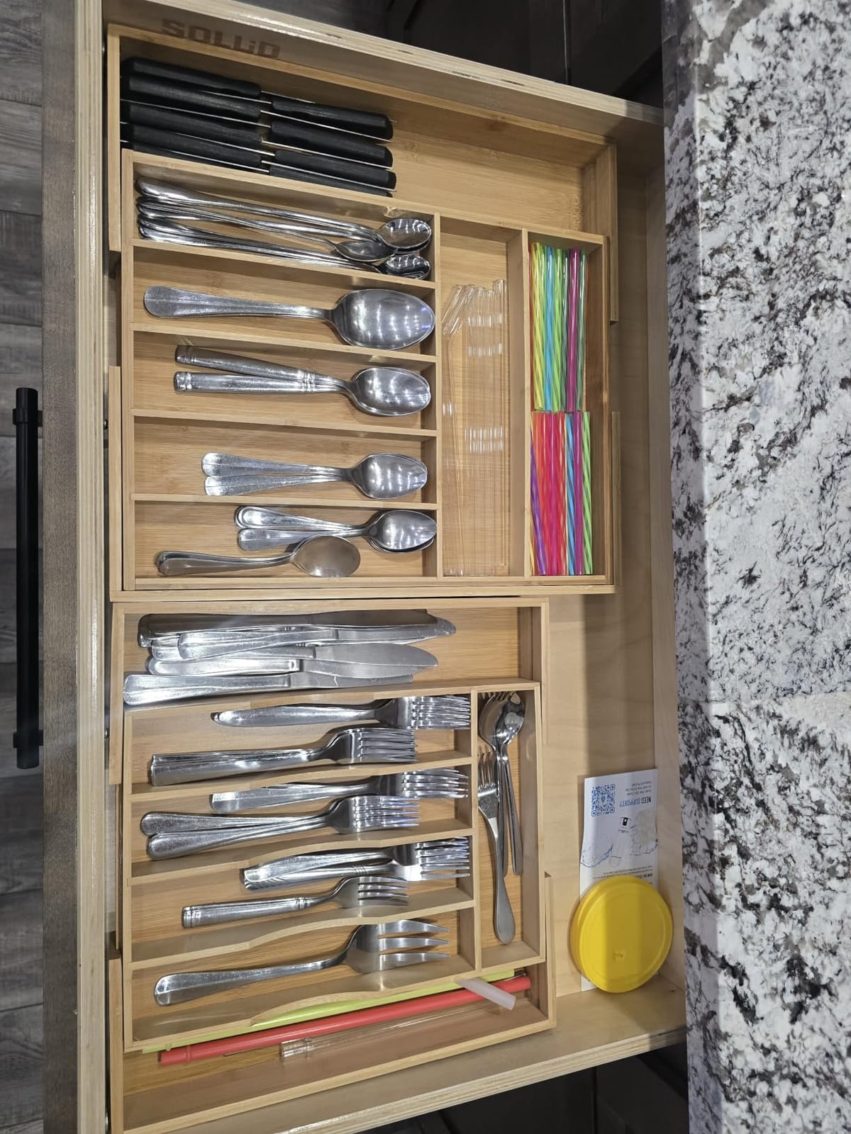 Expandable Bamboo Kitchen Drawer Organizer for Cutlery and Utensils, Adjustable Bamboo Wood Cutlery Tray in Drawer for Flatware and Silverware in Kitchen, (Natural) customer photo 2