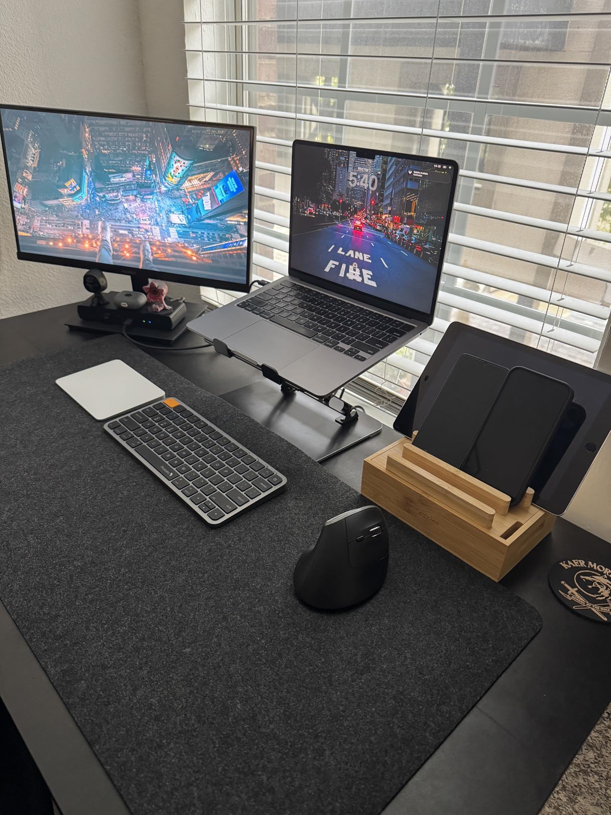 DAWNTREES Large Felt Desk Mat, 40''x16'' Full Keyboard and Mouse Pad | Non-Slip Computer Desk Mat for Desktop, Felt Desk Pad Protector for Office and Home, Dark Grey customer photo 2