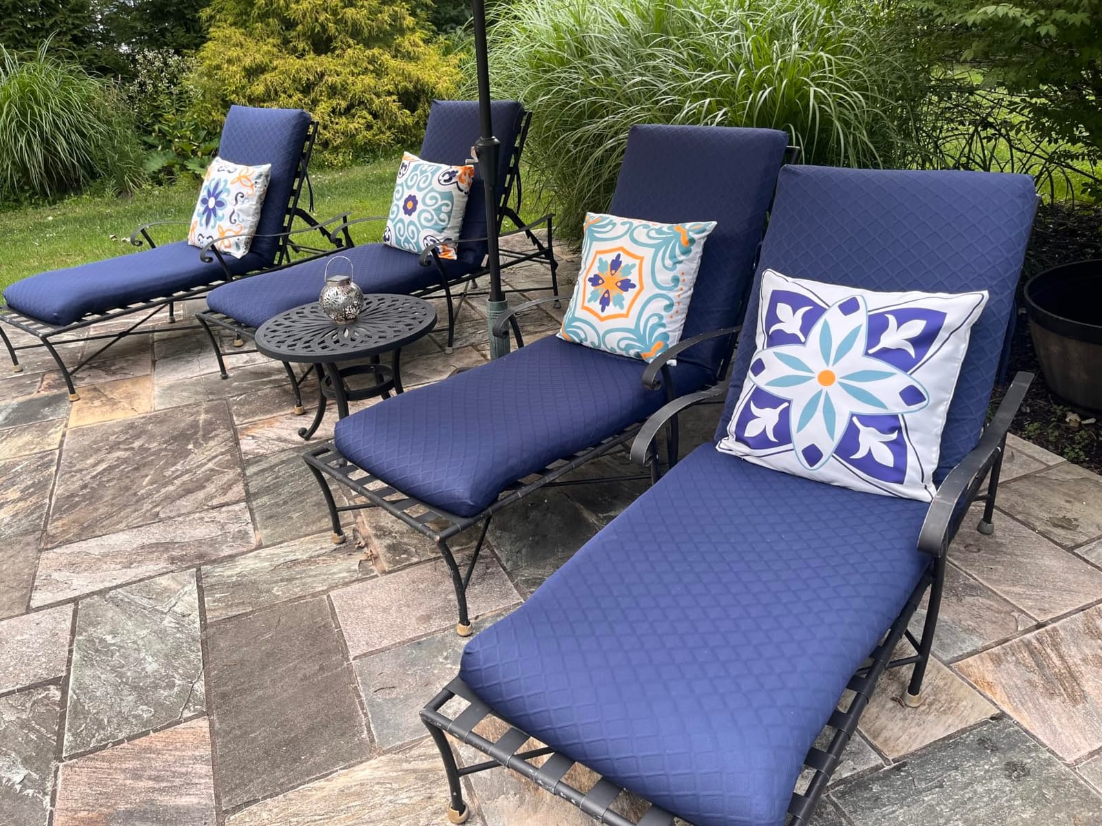 Pyonic Outdoor Waterproof Throw Pillow Covers Set of 4 Floral Printed and Boho Farmhouse Summer Outdoor Pillow Covers for Patio Funiture Garden 18x18 Inch Blue customer photo 1